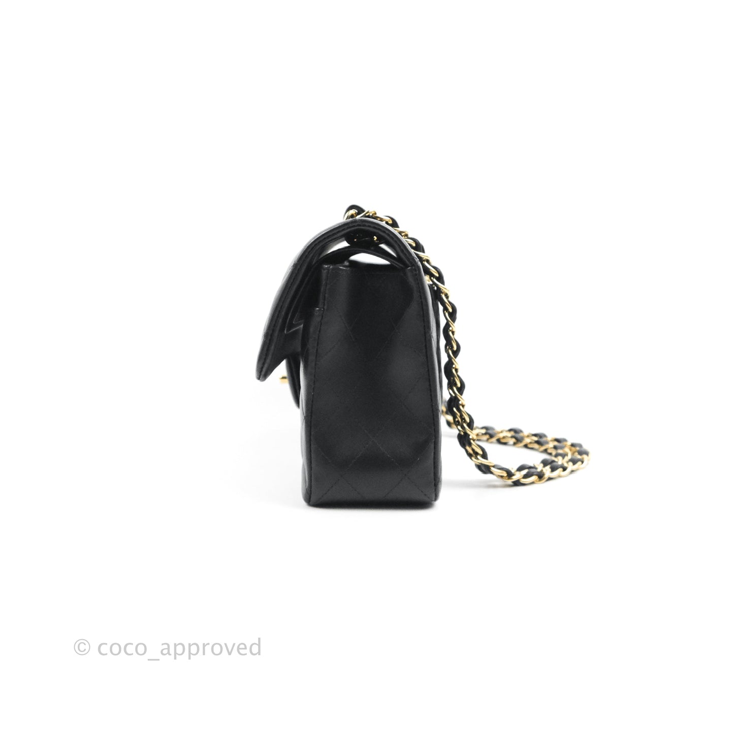 Chanel Small Classic Quilted Flap Black Lambskin Gold Hardware