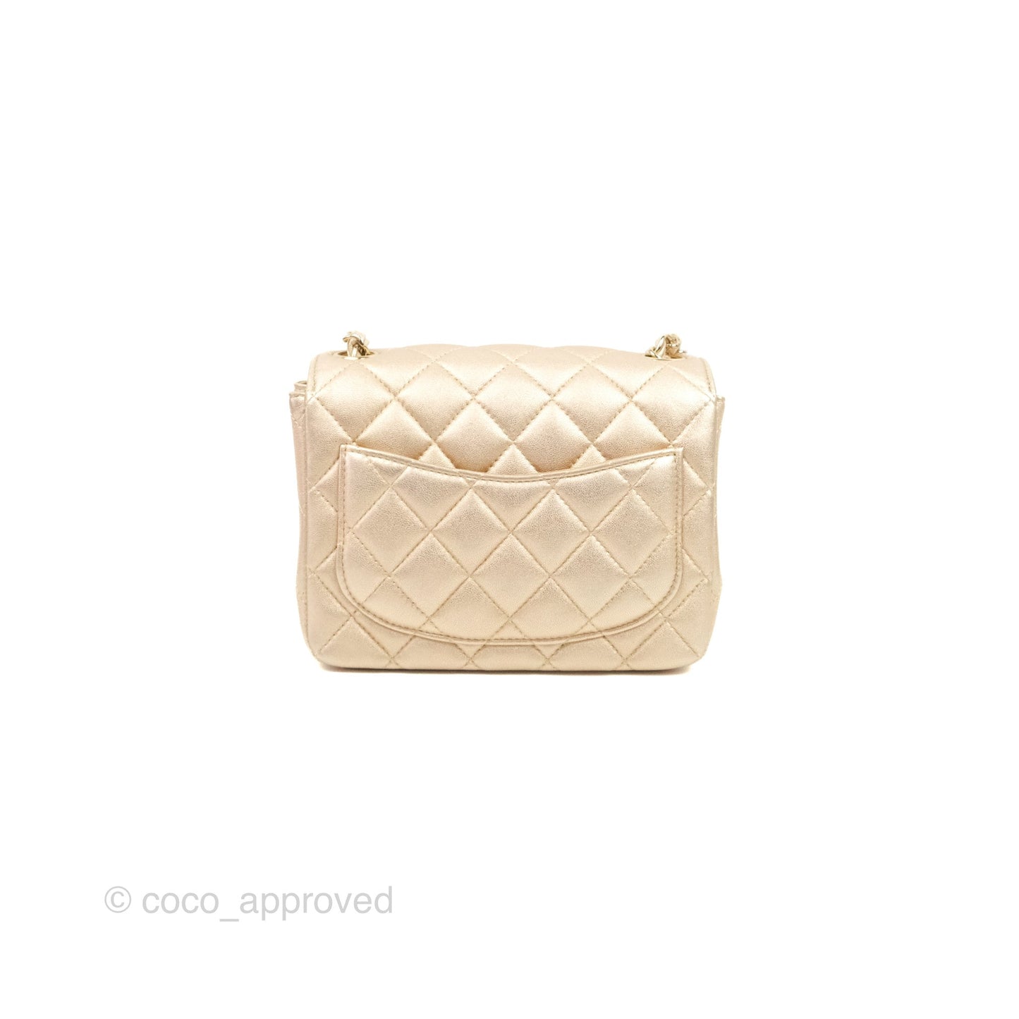 Chanel Quilted Mini Square Iridescent Gold Lambskin Gold Hardware 21P