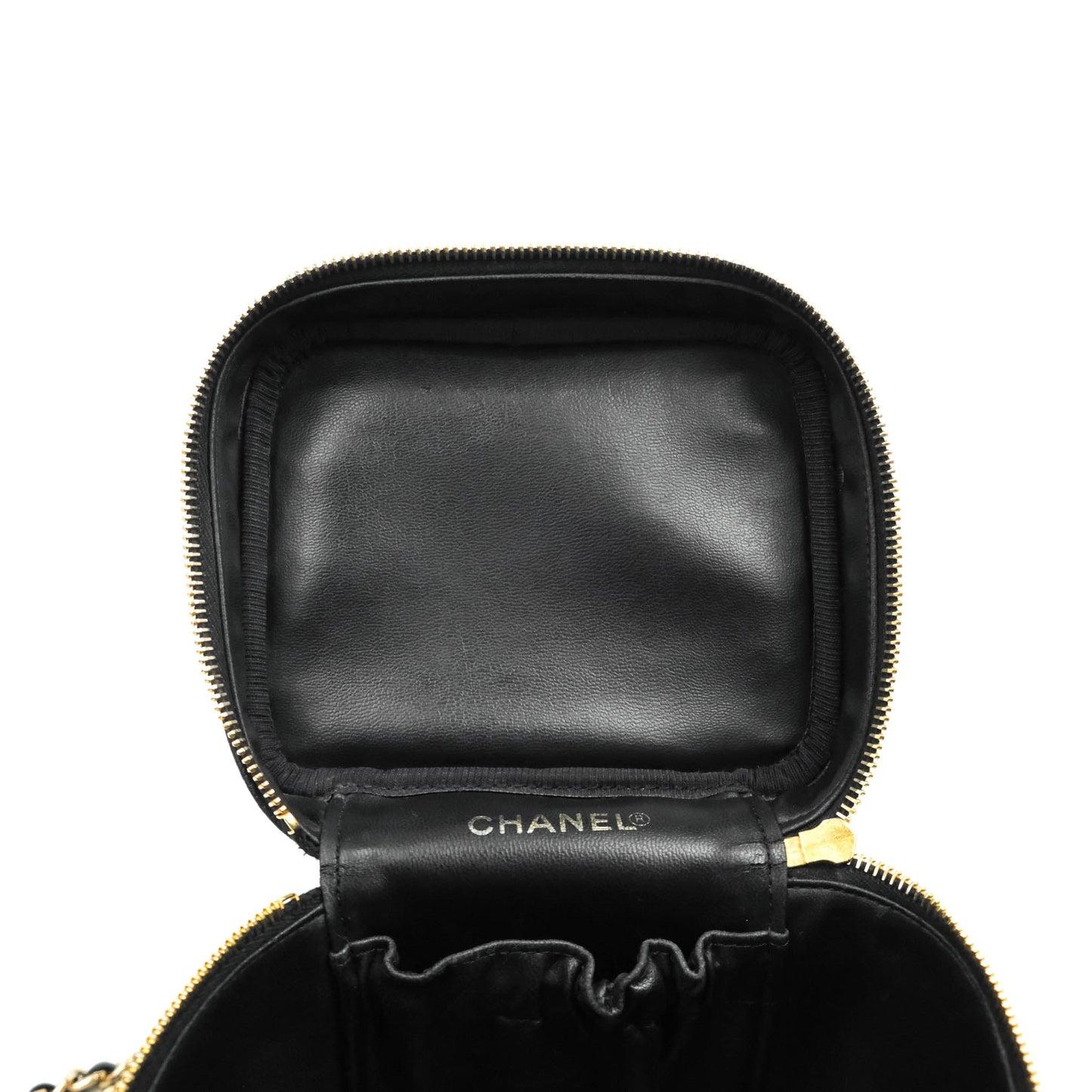 Chanel Vintage Vanity Case Black Caviar Gold Hardware