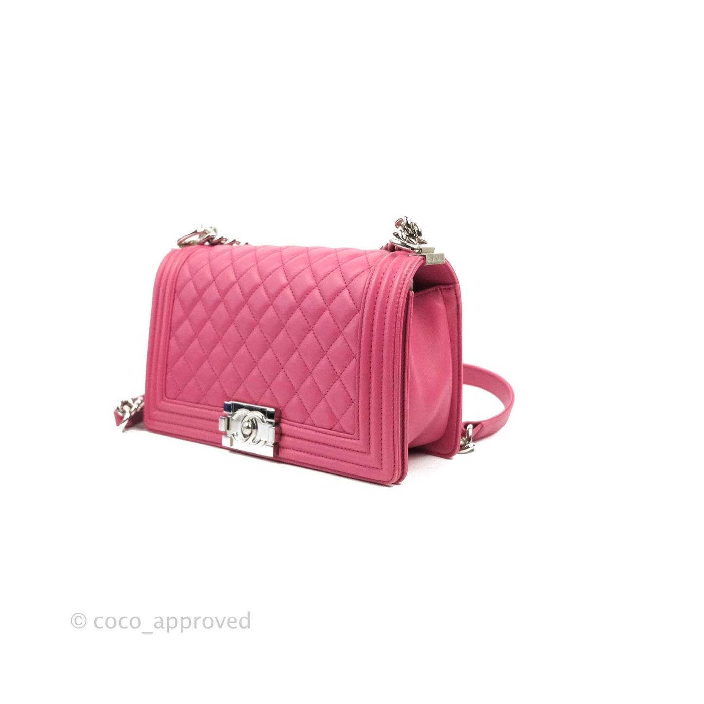Chanel Quilted Medium Boy Dark Pink Calfskin Silver Hardware
