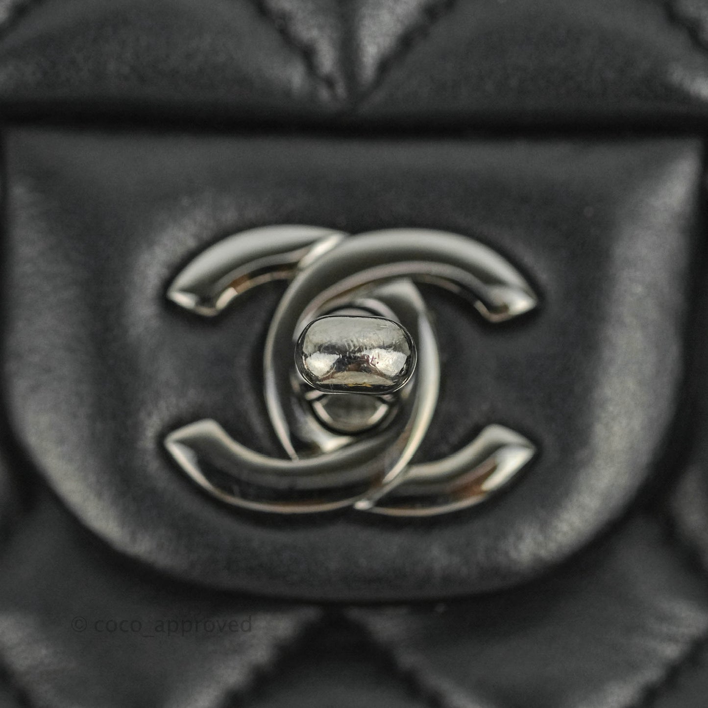 Chanel Quilted Mini Rectangular Black Lambskin Dark Silver Hardware