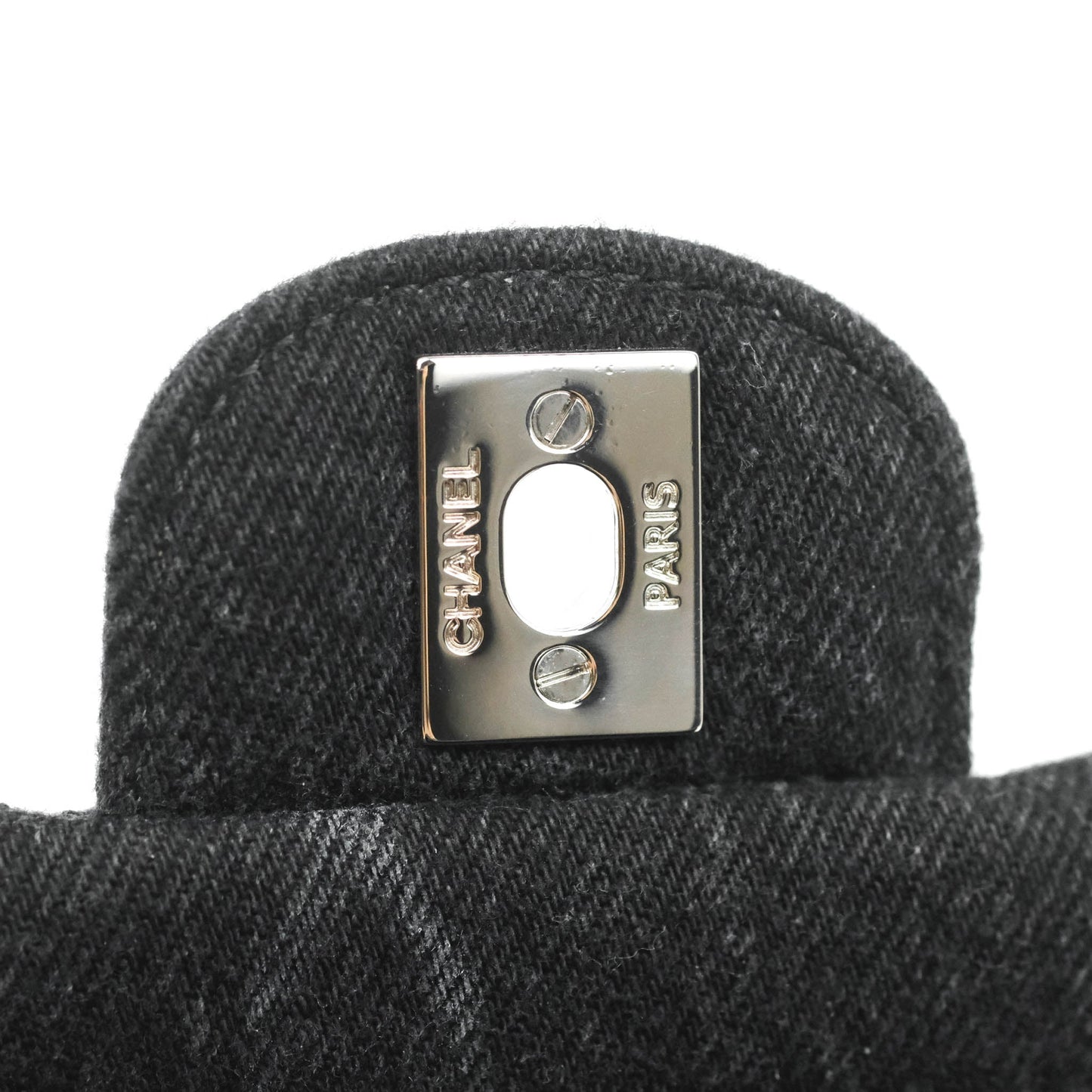 Chanel Quilted Mini Square Black Denim Silver Hardware