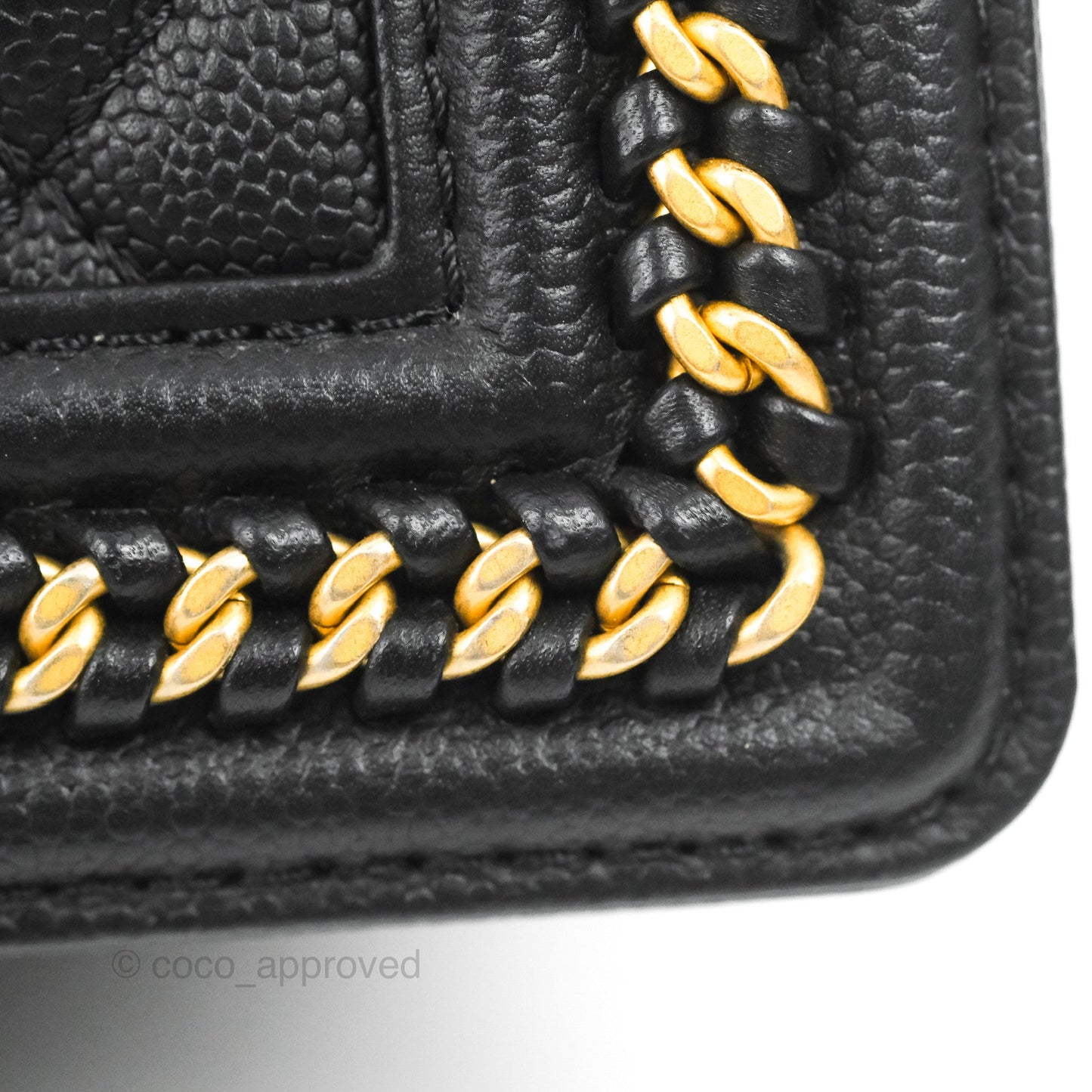 Chanel Small Boy Chain Around Black Caviar Gold Hardware