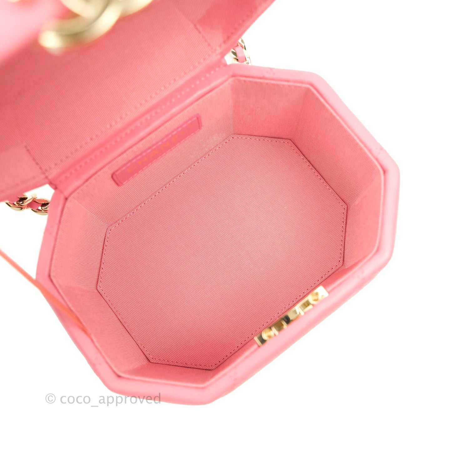 Chanel Small Hexagon Vanity Case Pink Lambskin Gold Hardware