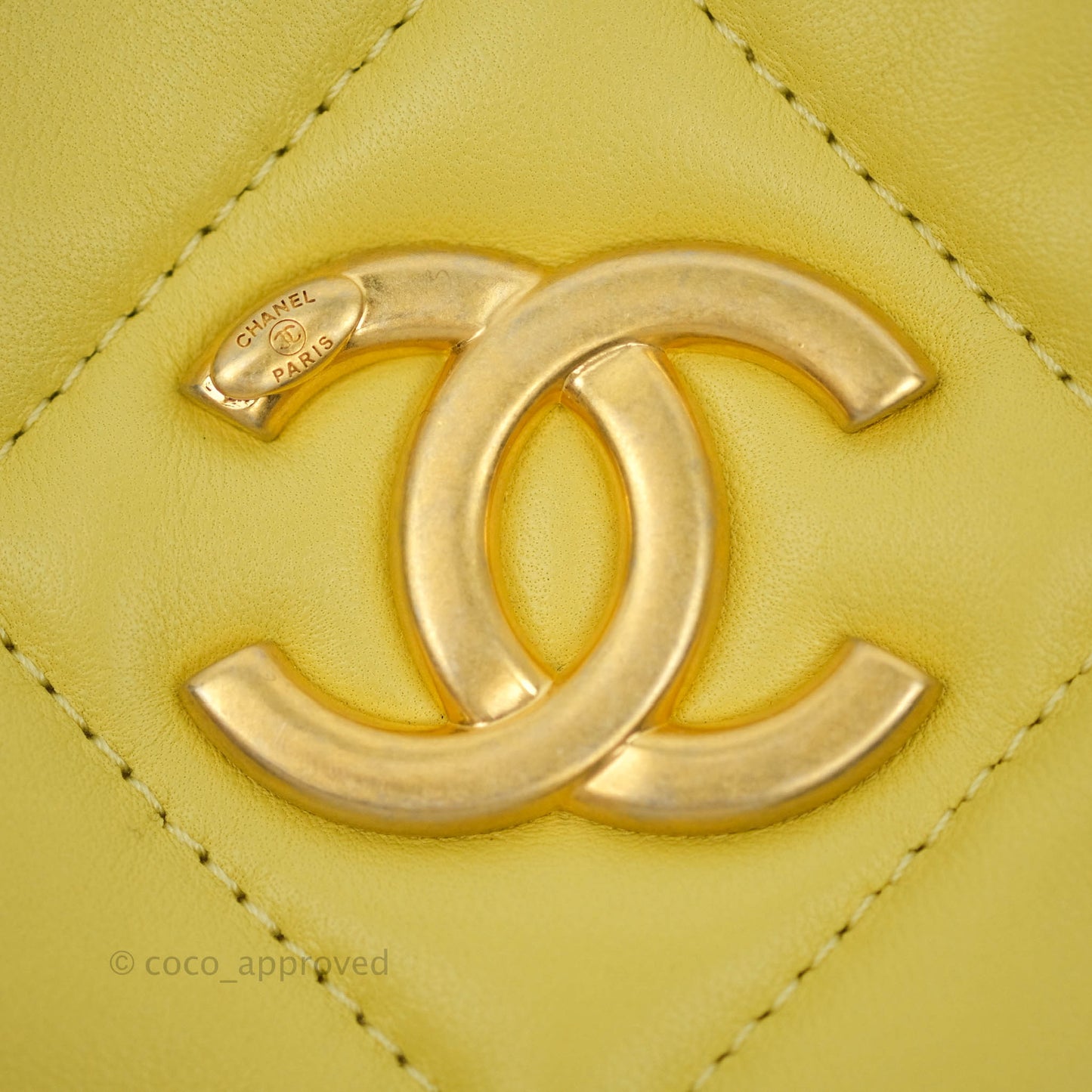 Chanel Quilted Diamond Cut Small Lambskin Yellow Gold Hardware Flap Bag