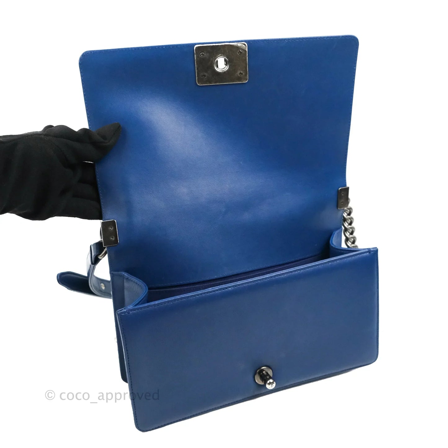 Chanel Quilted Medium Boy Blue Calfskin Ruthenium Hardware