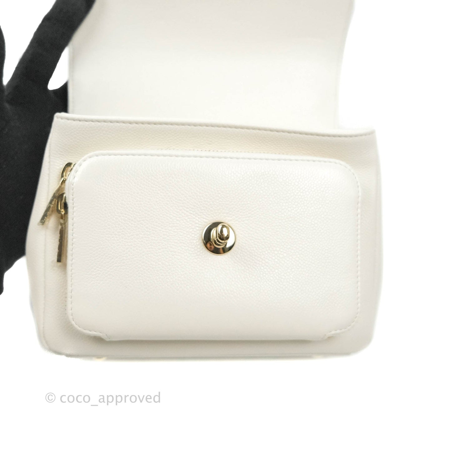 Chanel Quilted Small Business Affinity Flap White Caviar Gold Hardware