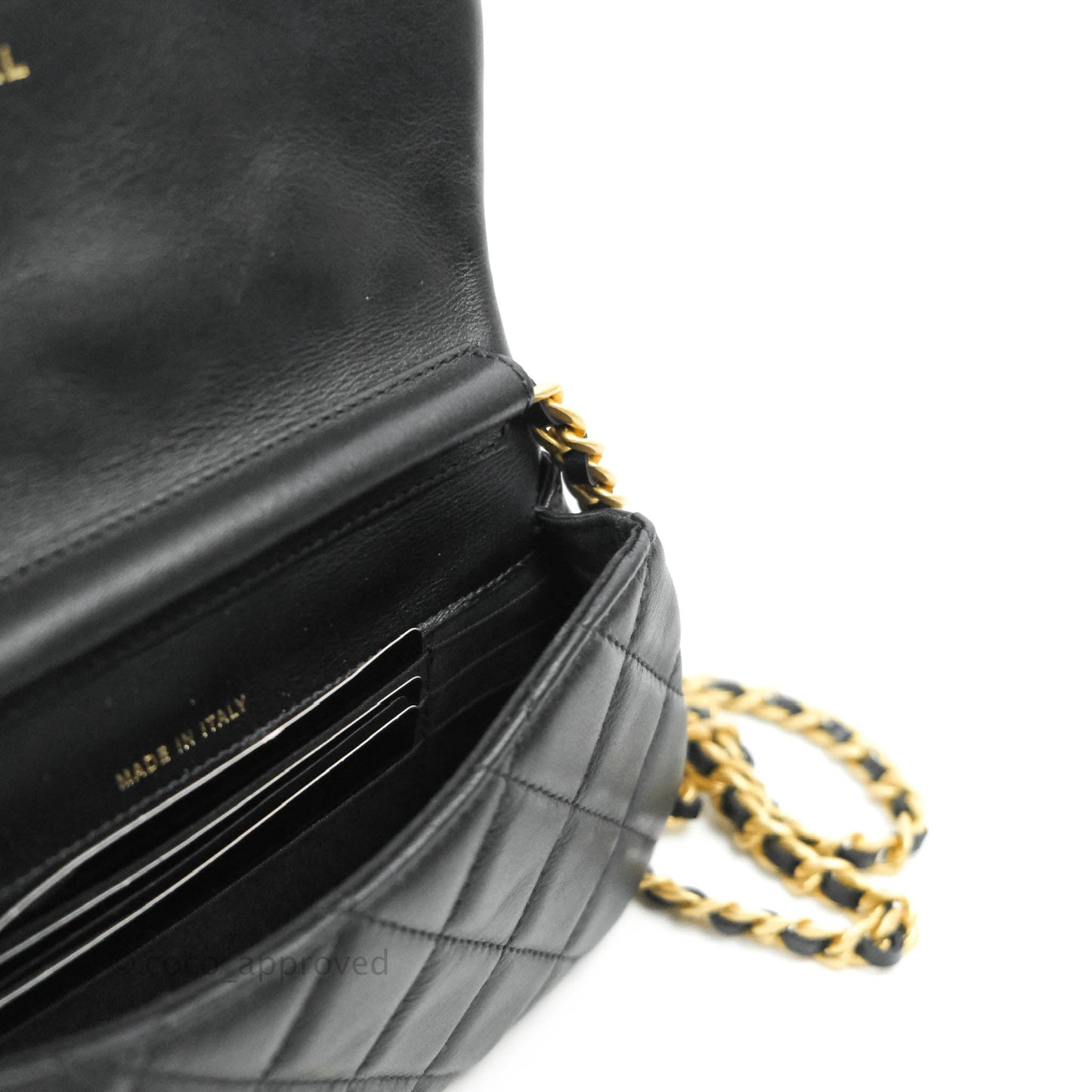 Chanel Clutch with Chain Black Calfskin Aged Gold Hardware
