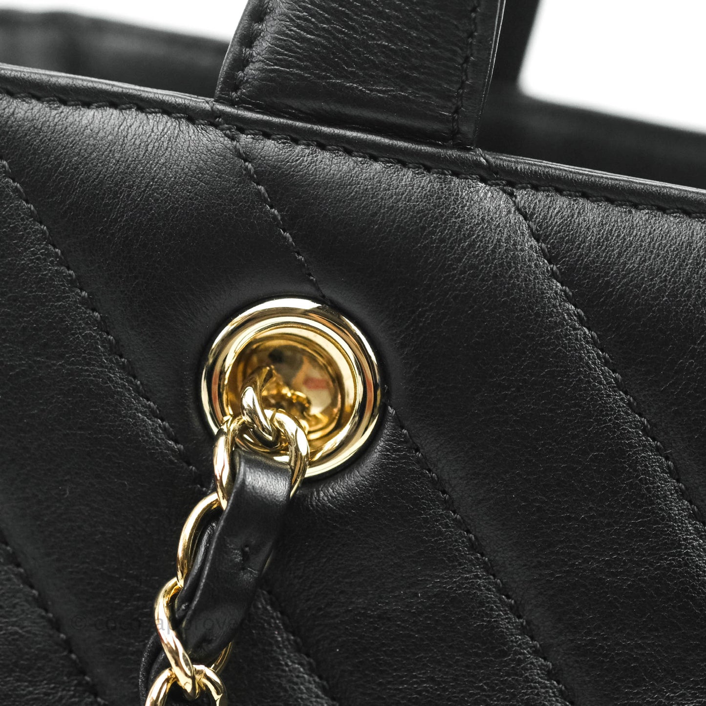 Chanel Small Chevron Tote Bag Black Calfskin Gold Hardware