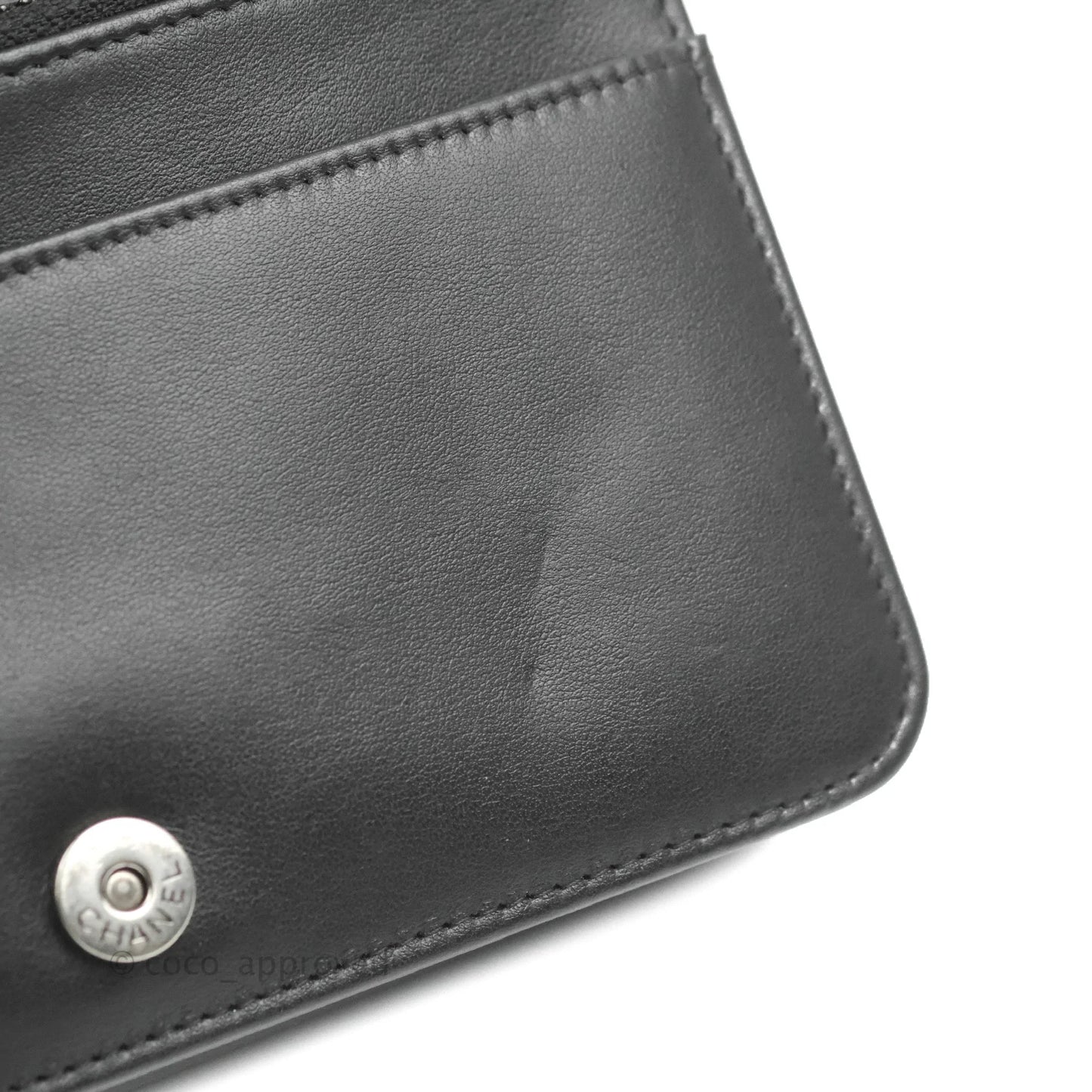 Chanel Quilted Boy Wallet on Chain WOC Black Caviar Ruthenium Hardware
