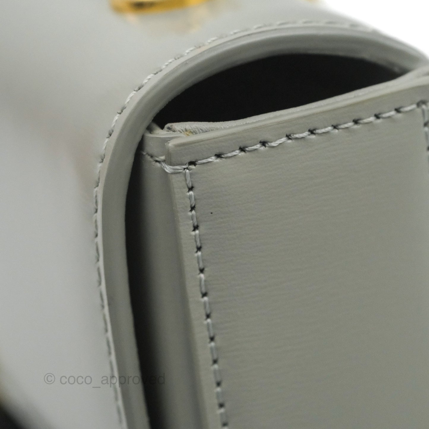 Celine Chain Shoulder Bag Pale Grey Shiny Calfskin