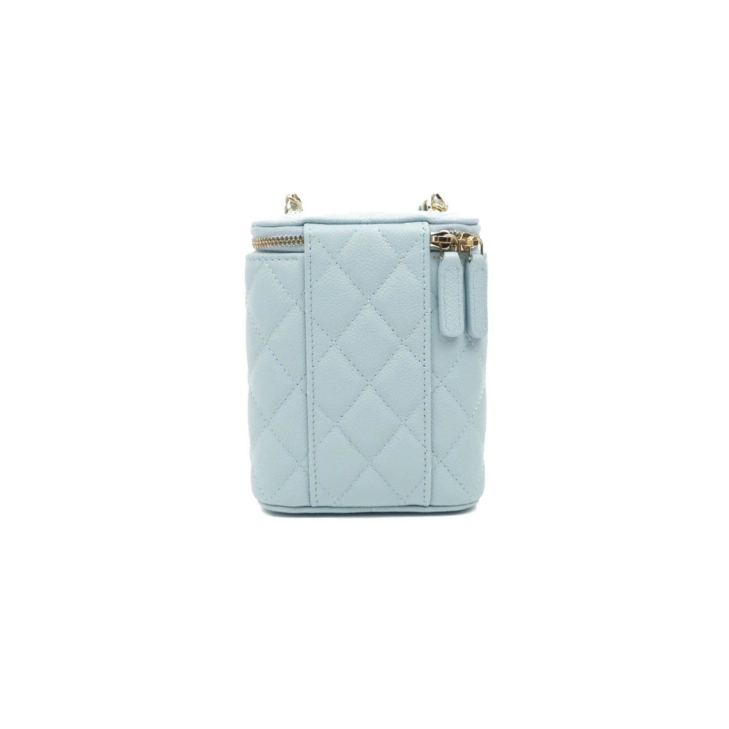 Chanel Classic Mini Vanity With Chain Light Blue Caviar Gold Hardware