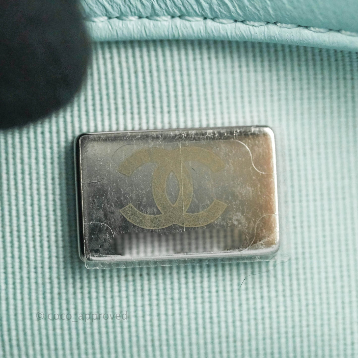 Chanel Quilted My Perfect Mini With Pearl Blue Lambskin Silver Hardware