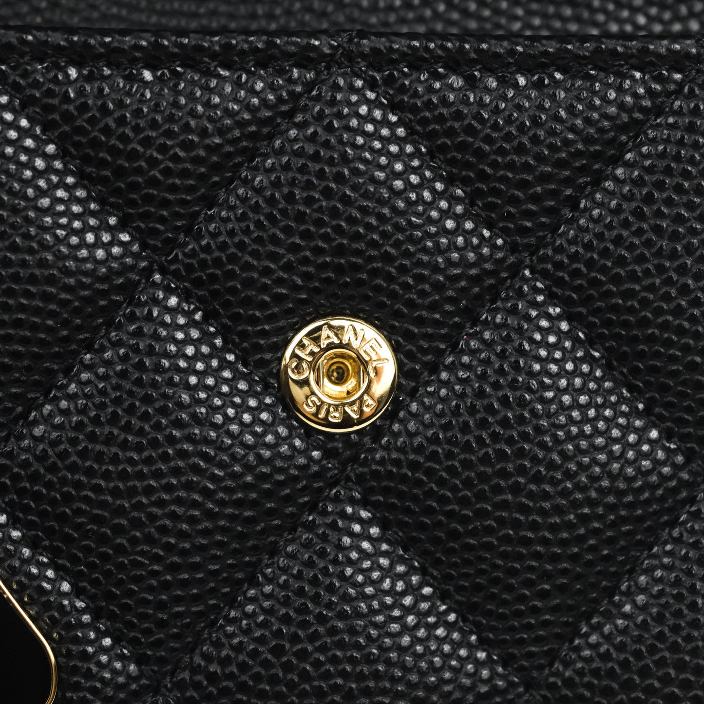 Chanel Small Flap Trifold Wallet Black Caviar Gold Hardware 23C