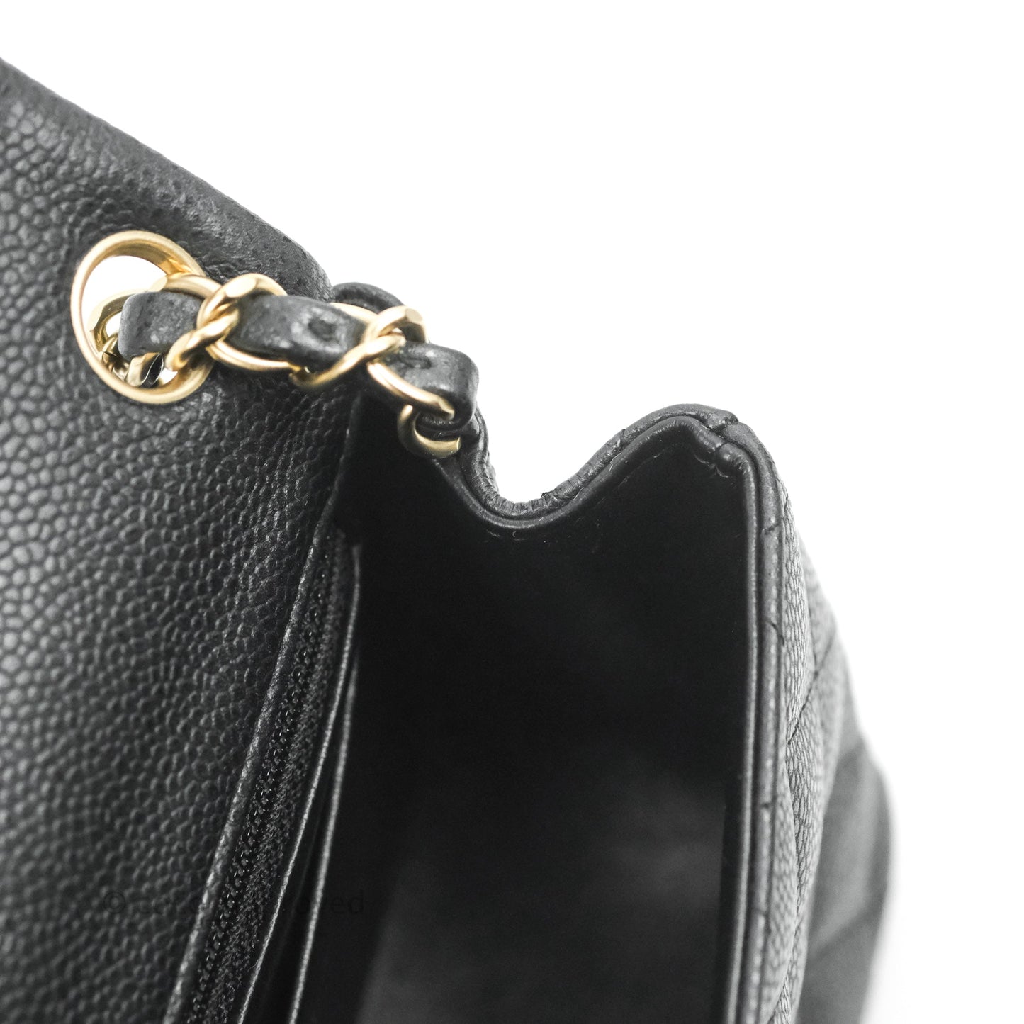 Chanel Quilted Mini Square Iridescent Black Caviar Matte Gold Hardware