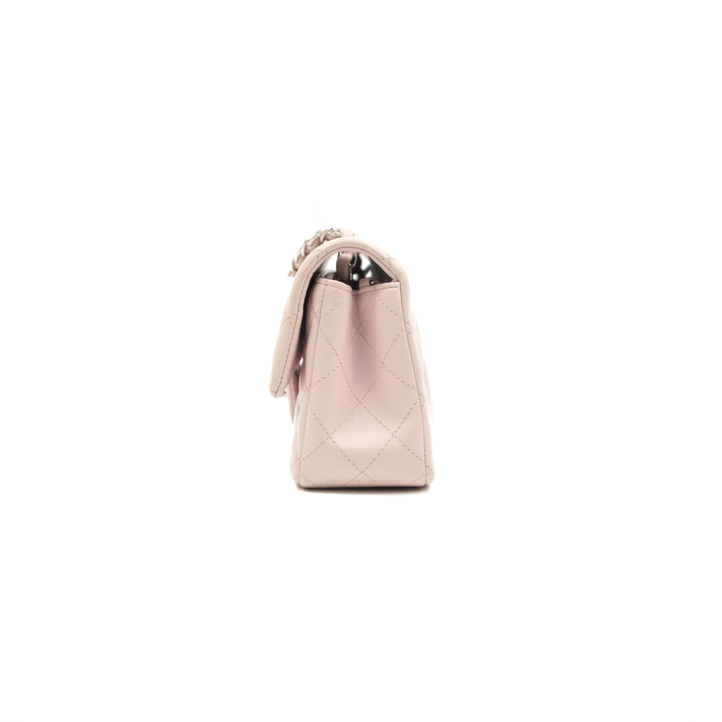 Chanel Quilted Mini Rectangular Flap Light Pink Lambskin Silver Hardware