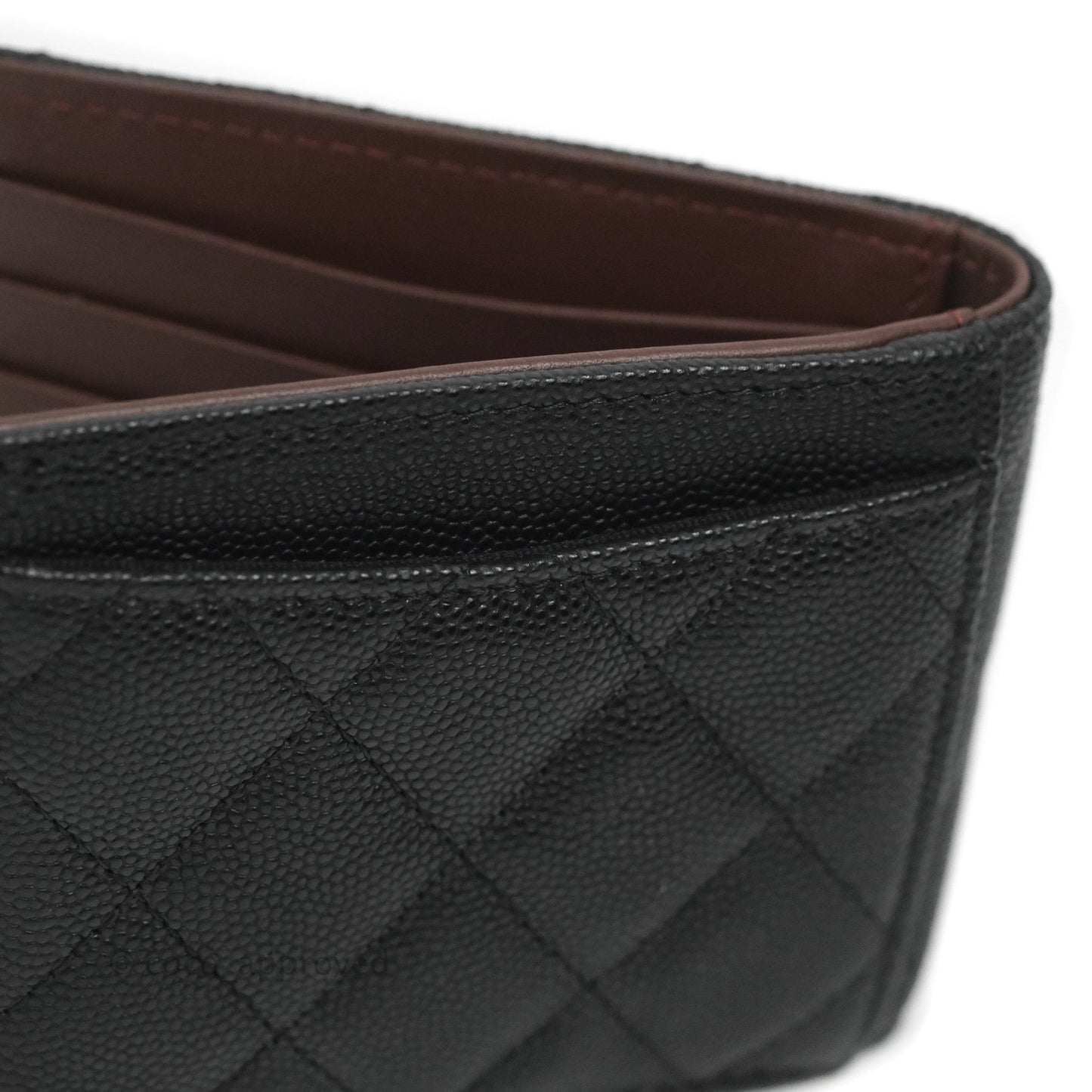 Chanel Quilted Mens Wallet Caviar Black Gold Hardware