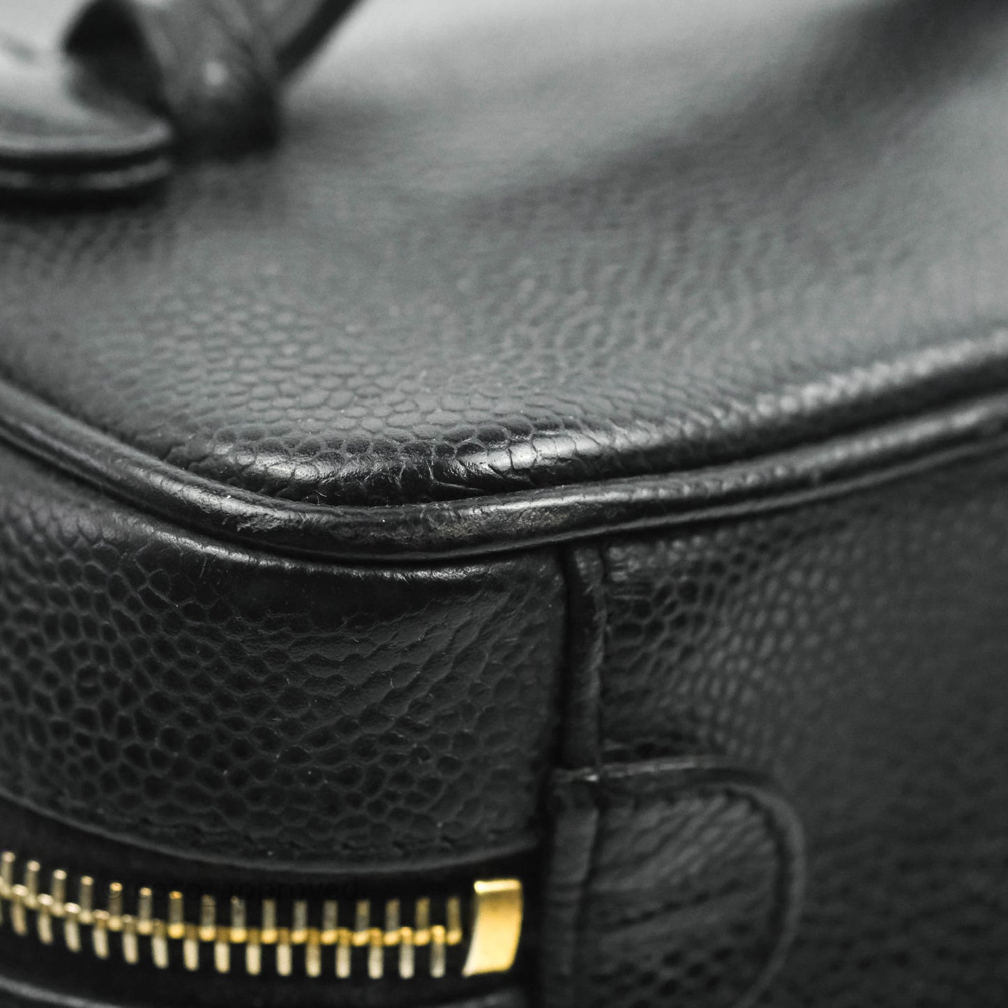 Chanel Vintage Vanity Case Black Caviar Gold Hardware