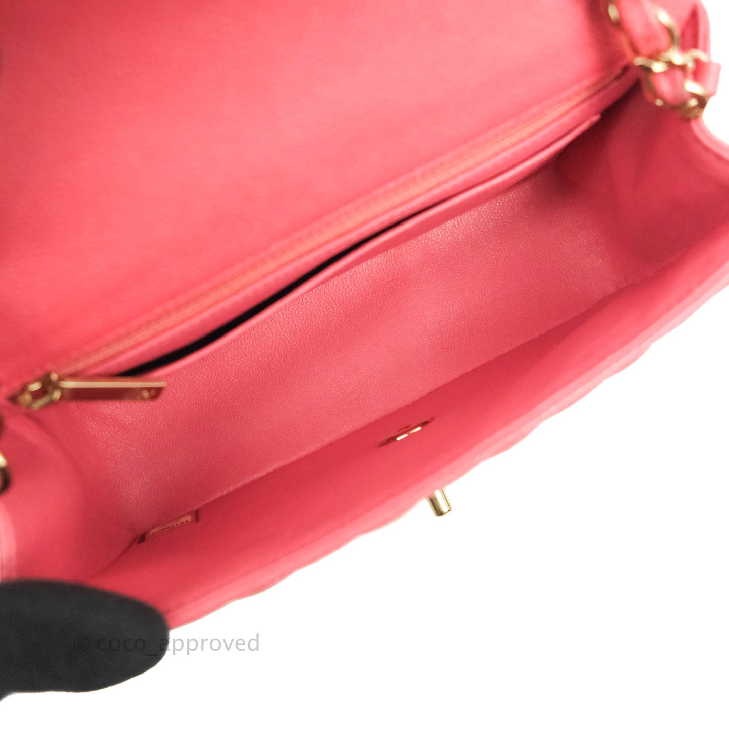 Chanel Quilted Mini Rectangular Flap Pearly Pink Caviar Gold Hardware 18S