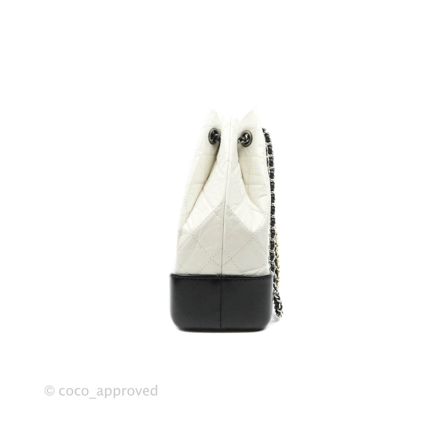 Chanel Small Gabrielle Backpack White Black Aged Calfskin