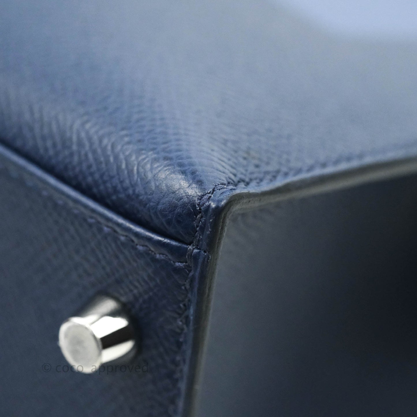 Hermès Kelly 28 Blue Epsom Palladium Hardware "Letter" Collection Limited Edition