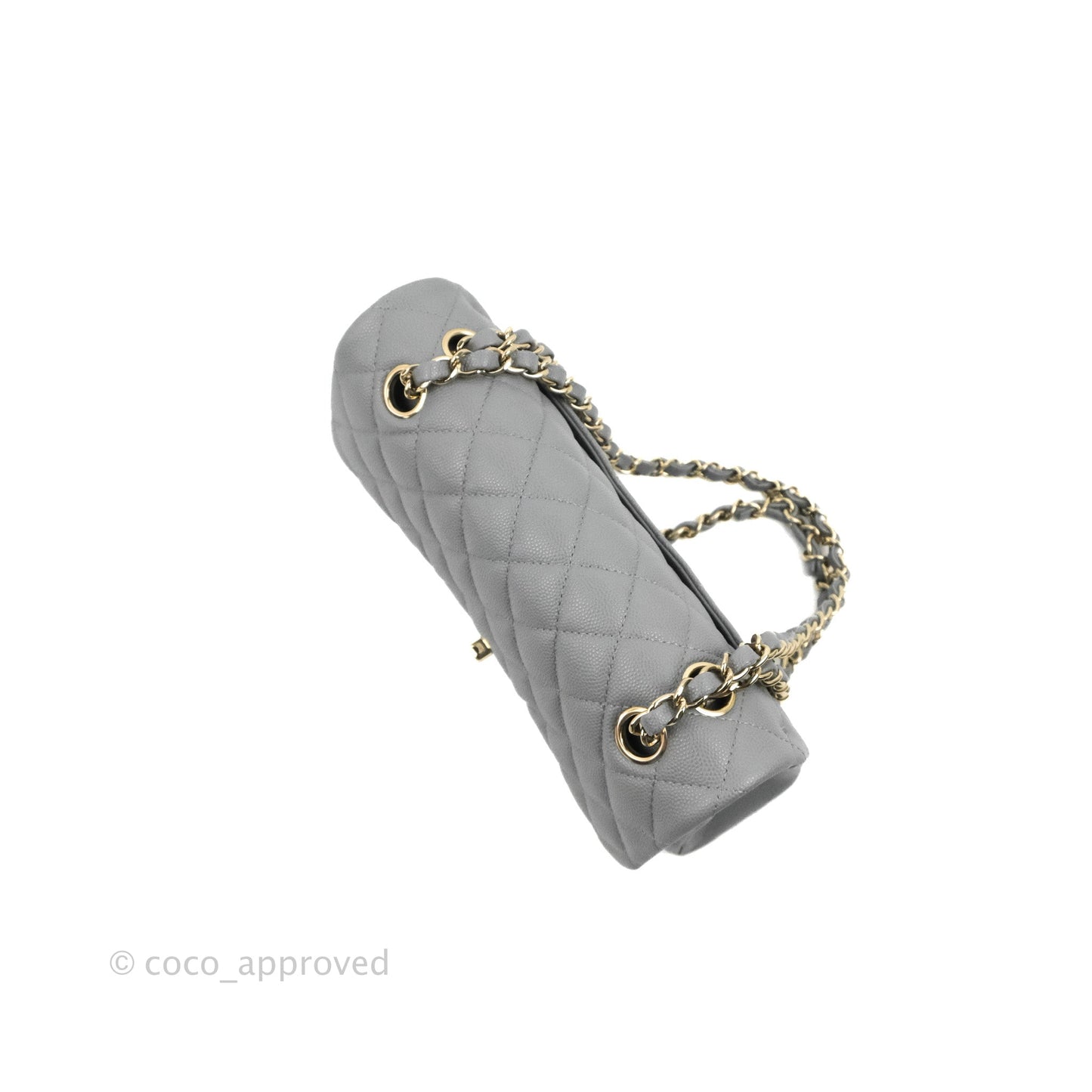 Chanel Small Classic Quilted Flap Grey Caviar Gold Hardware 20C