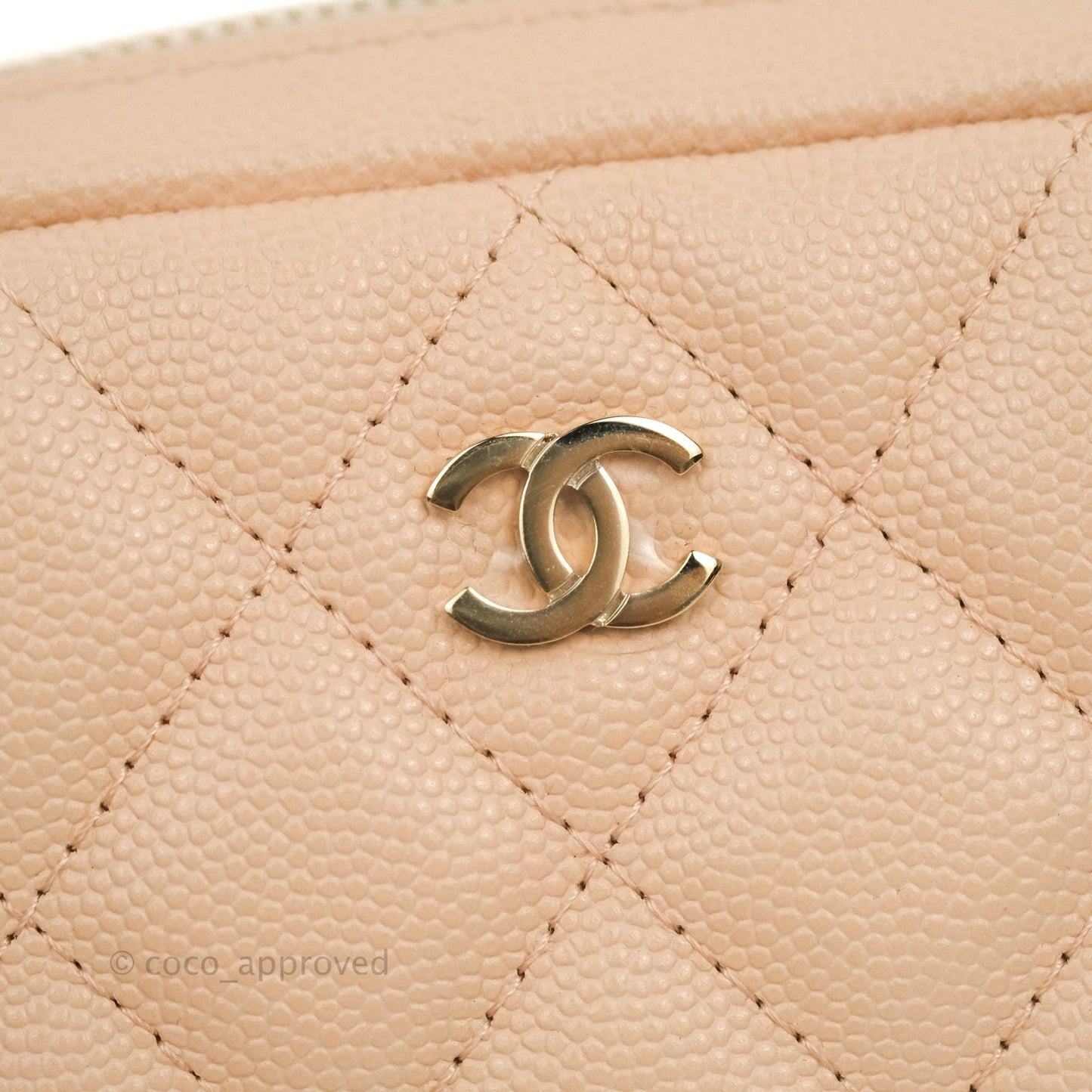 Chanel Small Classic Pouch Light Beige Caviar Gold Hardware