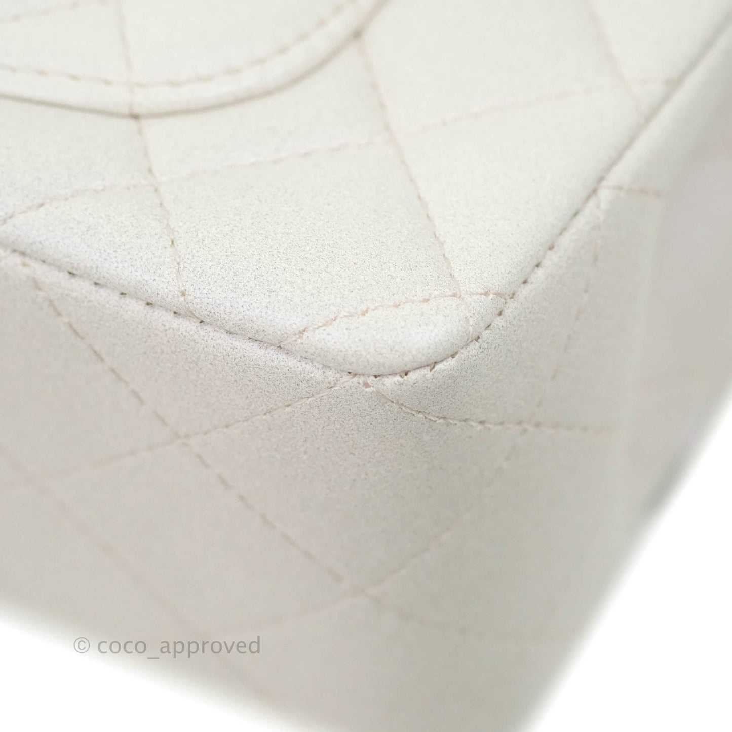 Chanel Top Handle Mini Rectangular Flap Bag Iridescent White Lambskin Gold Hardware