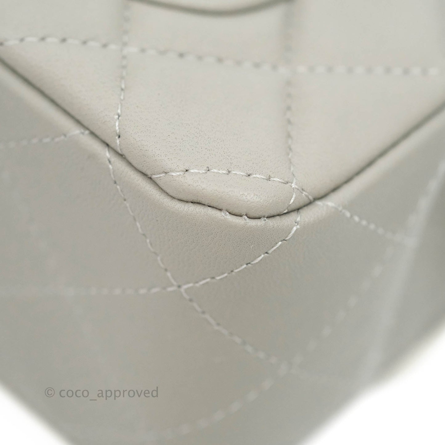 Chanel Quilted Mini Rectangular Grey Lambskin Silver Hardware 19B
