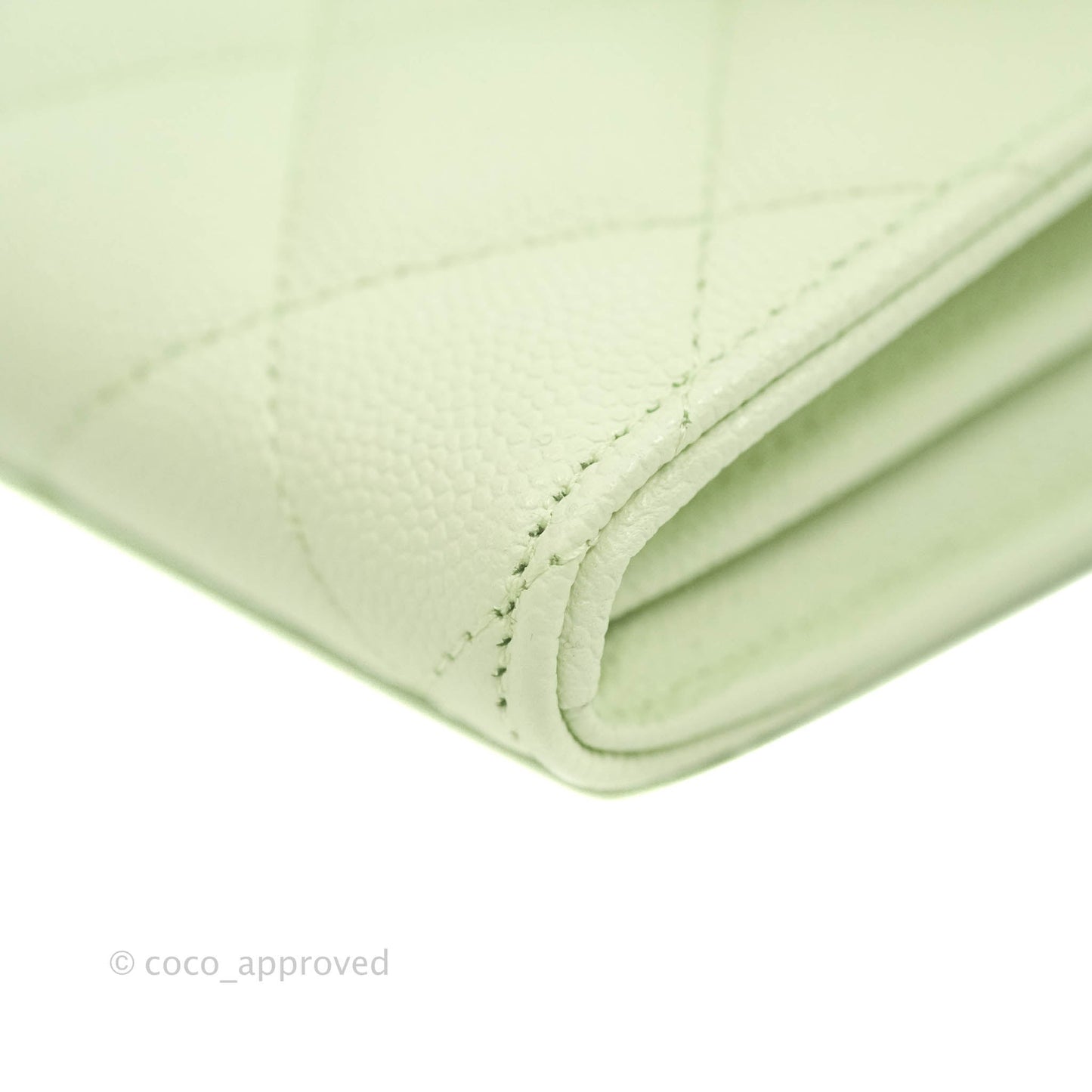 Chanel Caviar Quilted Long Flap Wallet Mint Green Caviar Gold Hardware 22C