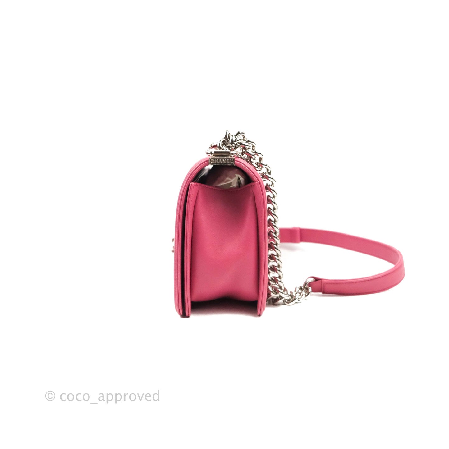 Chanel Quilted Medium Boy Dark Pink Calfskin Silver Hardware