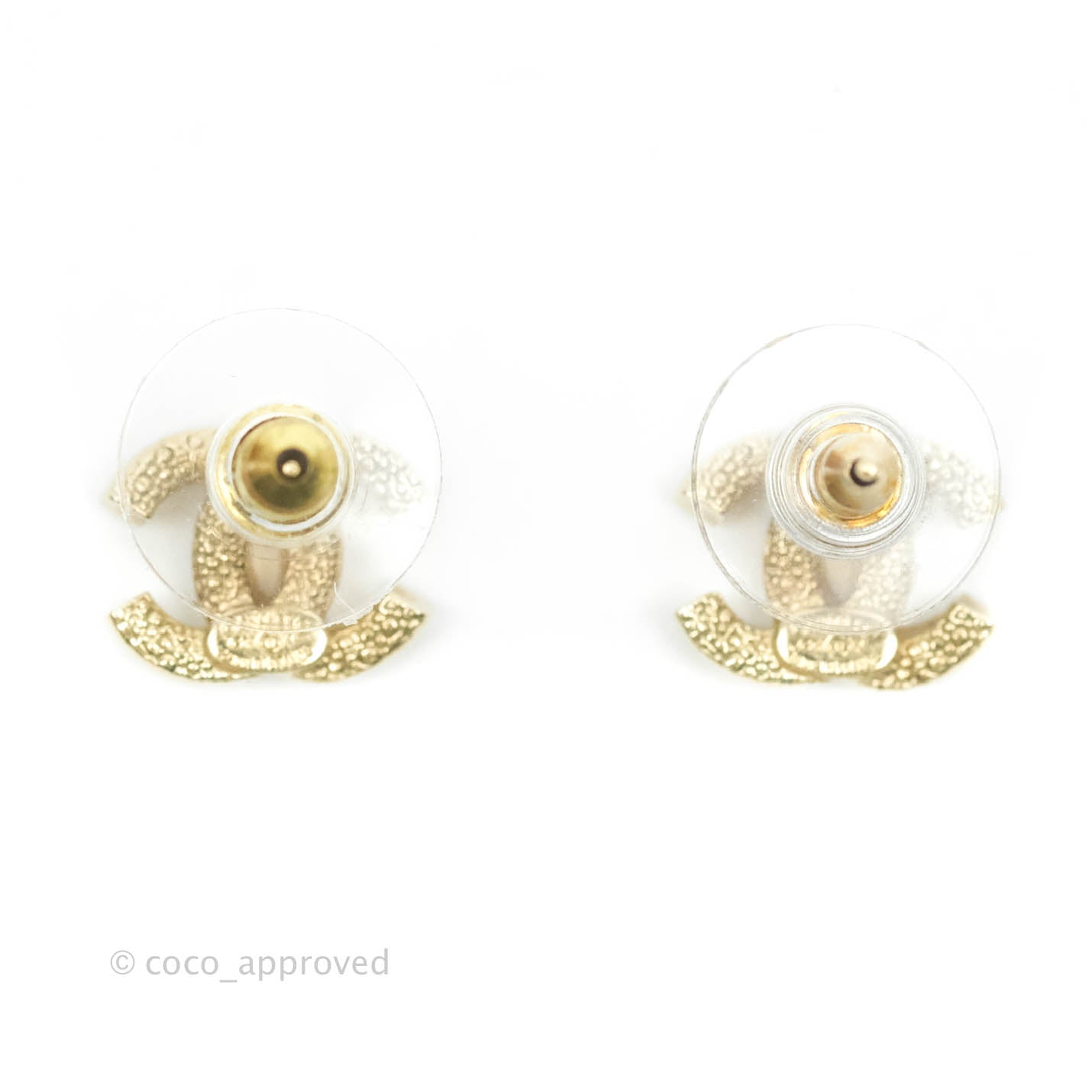 Chanel Crystal CC Earrings Gold Tone 21V