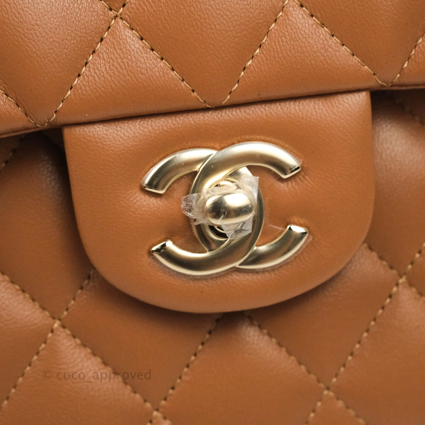 Chanel Small Classic Quilted Flap Dark Beige Caramel Lambskin Gold Hardware 22S