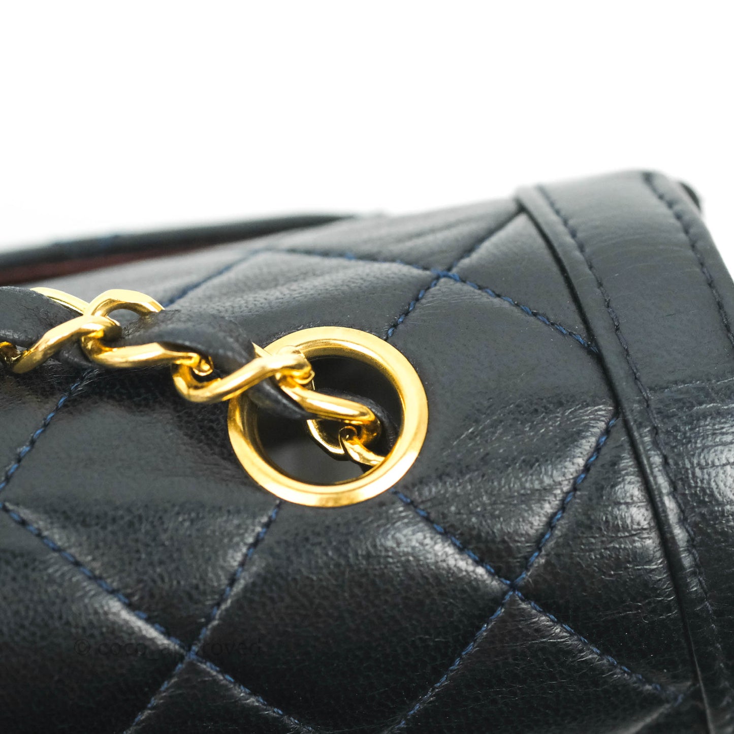 Chanel Vintage Quilted Flap Bag Navy Lambskin 24K Gold Hardware