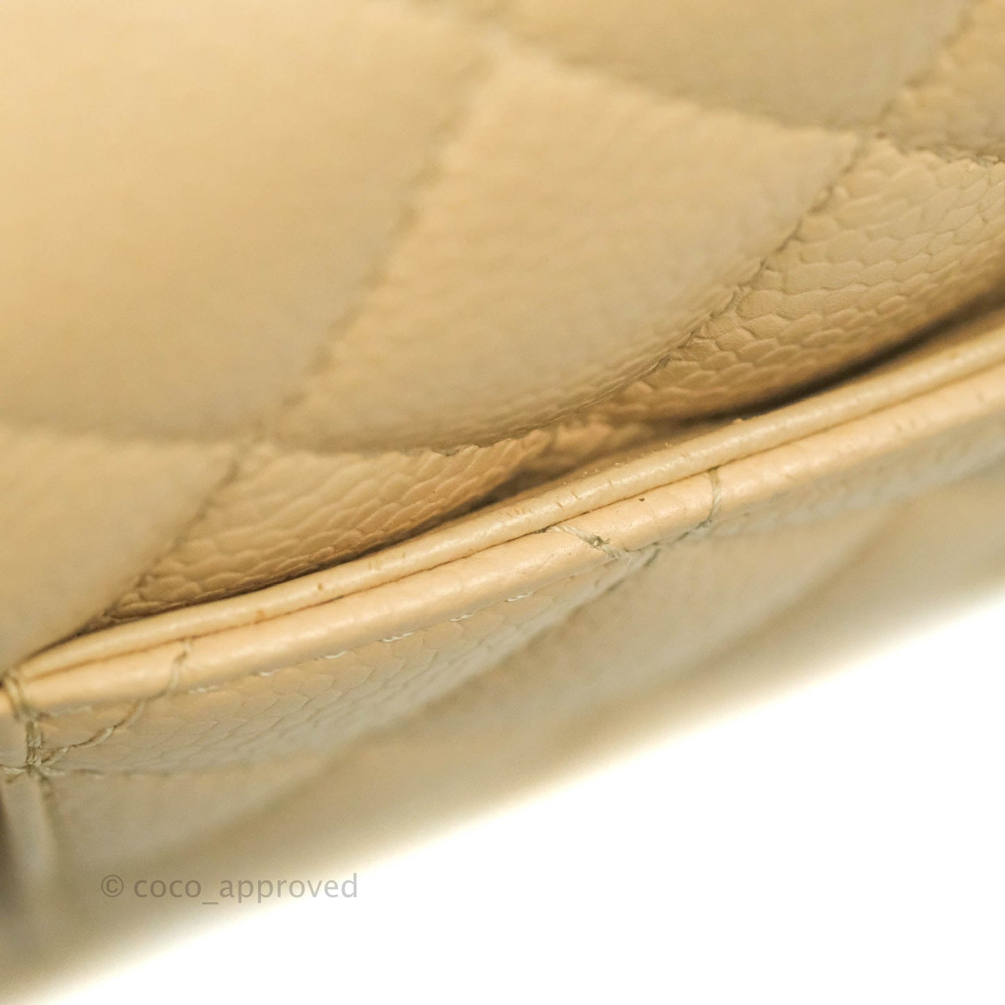 Chanel Classic M/L Medium Flap Quilted Beige Caviar Gold Hardware