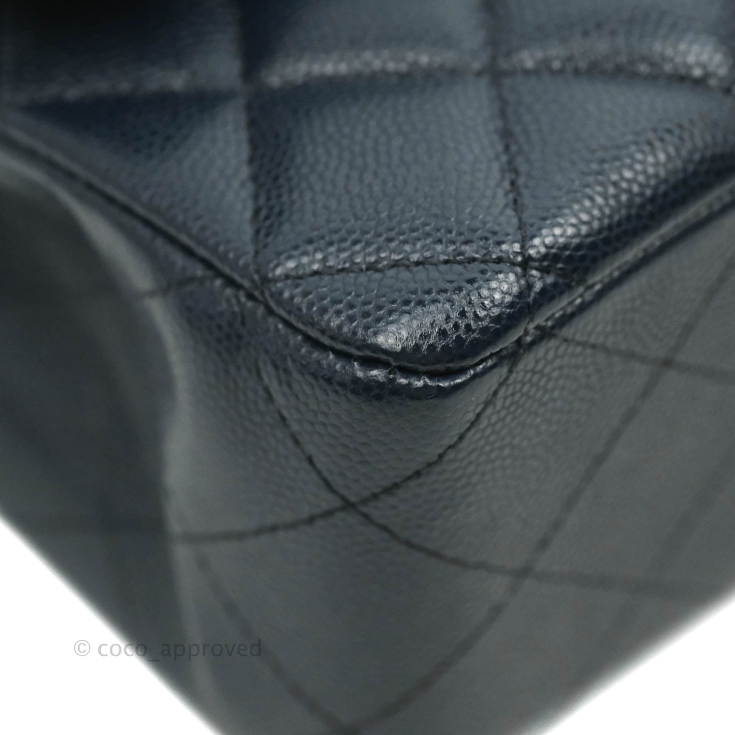 Chanel Classic M/L Medium Flap Quilted Navy Caviar Gold Hardware
