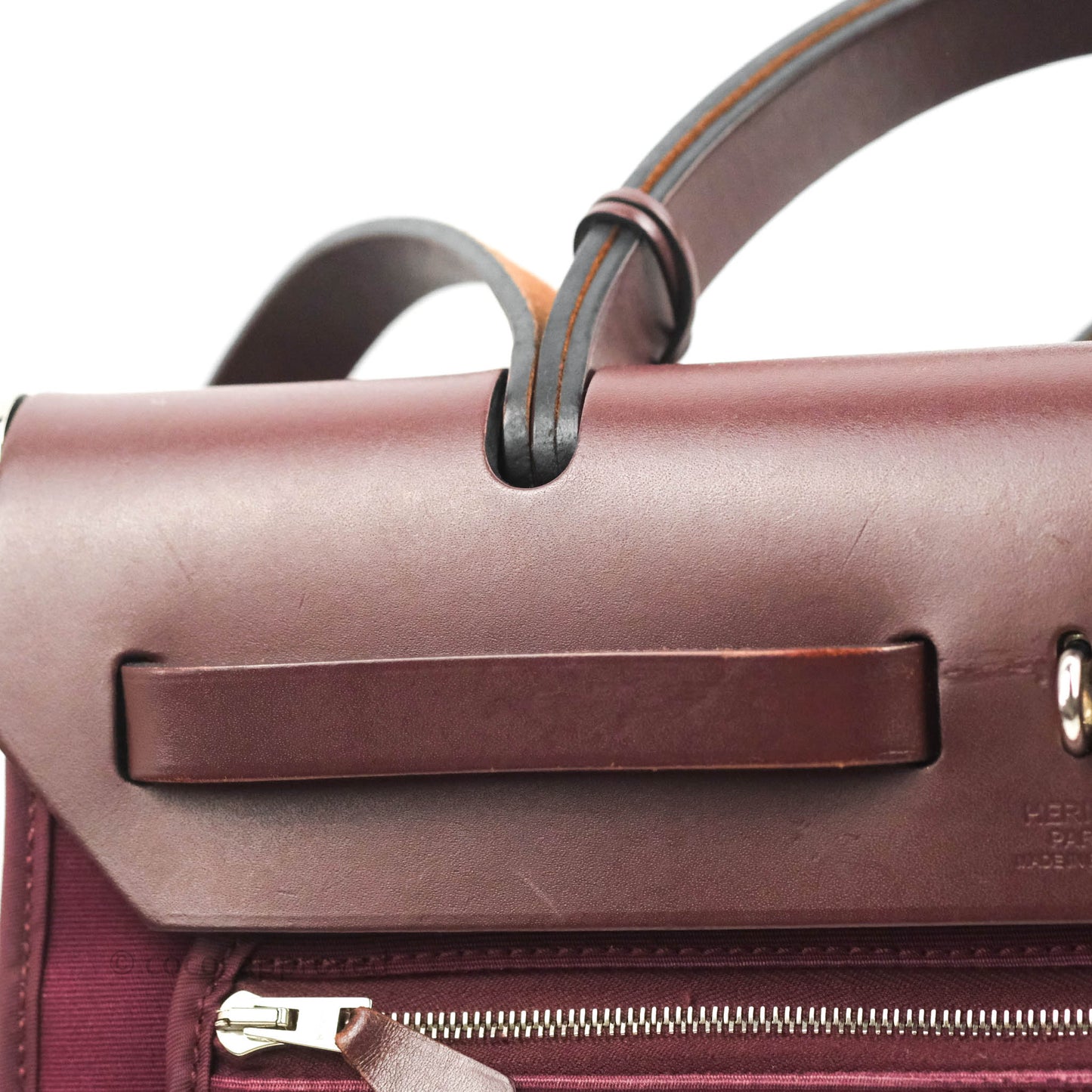 Hermès Herbag Zip 31 in Prune Hunter Cowhide & Canvas Palladium Hardware