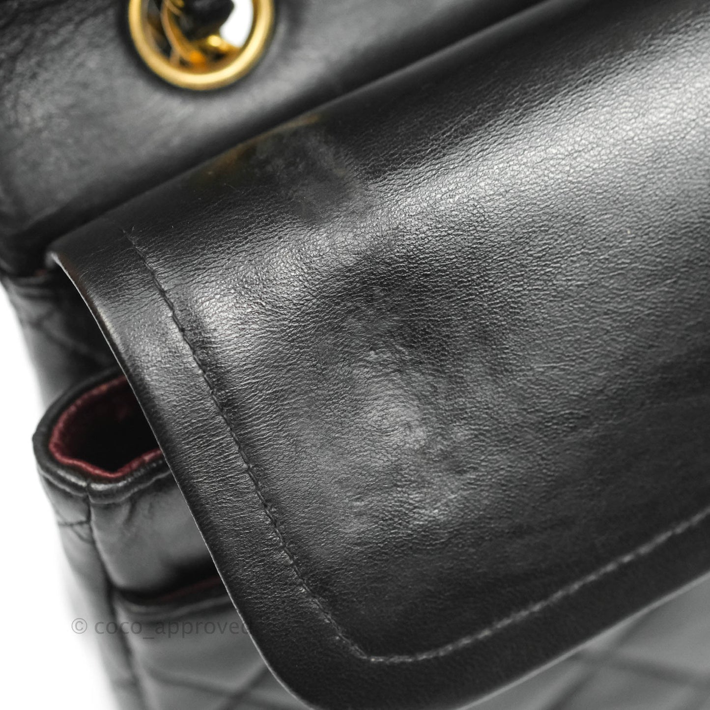 Chanel Vintage Classic M/L Medium Double Flap Bag Black Lambskin 24K Gold Hardware