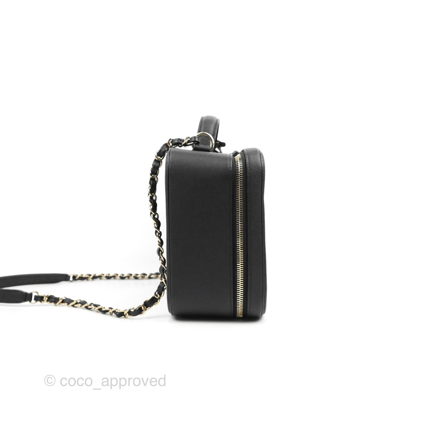 Chanel Quilted Large CC Filigree Vanity Case Black Caviar Gold Hardware