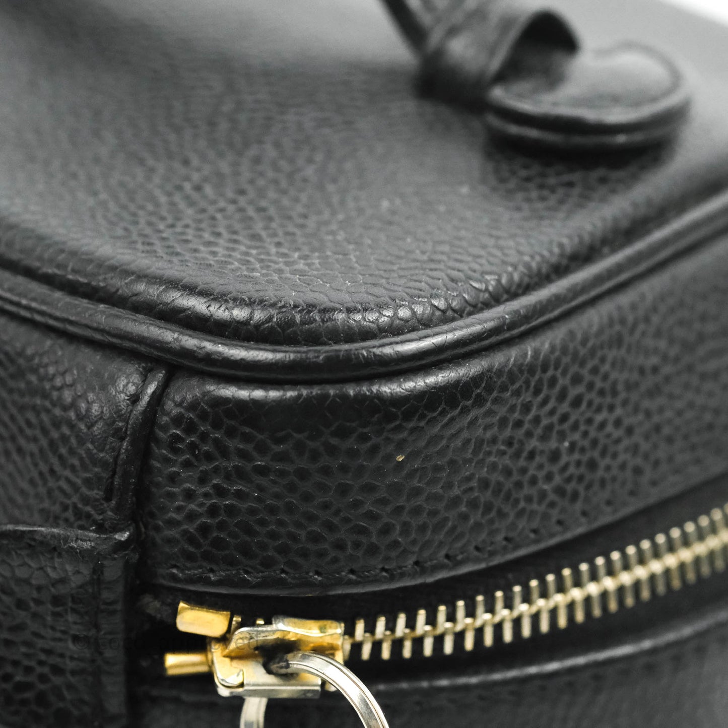 Chanel Vintage Vanity Case Black Caviar Gold Hardware