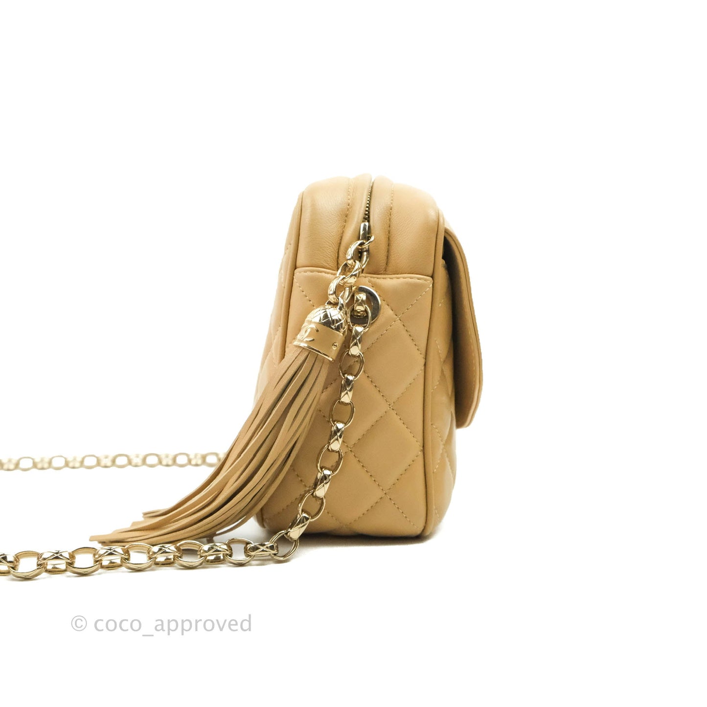 Chanel Calfskin Coco Vintage Camera Case Beige Gold Hardware