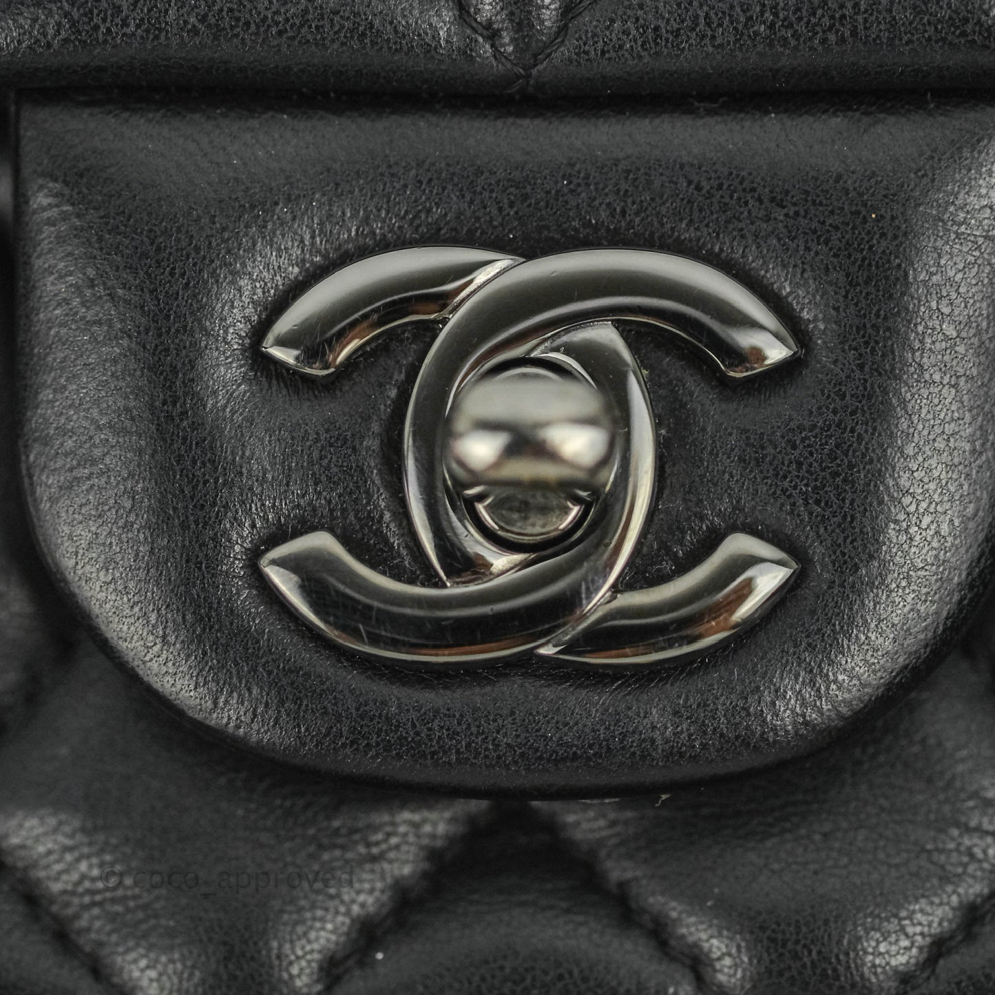 Chanel Quilted Mini Rectangular Black Lambskin Dark Silver Hardware
