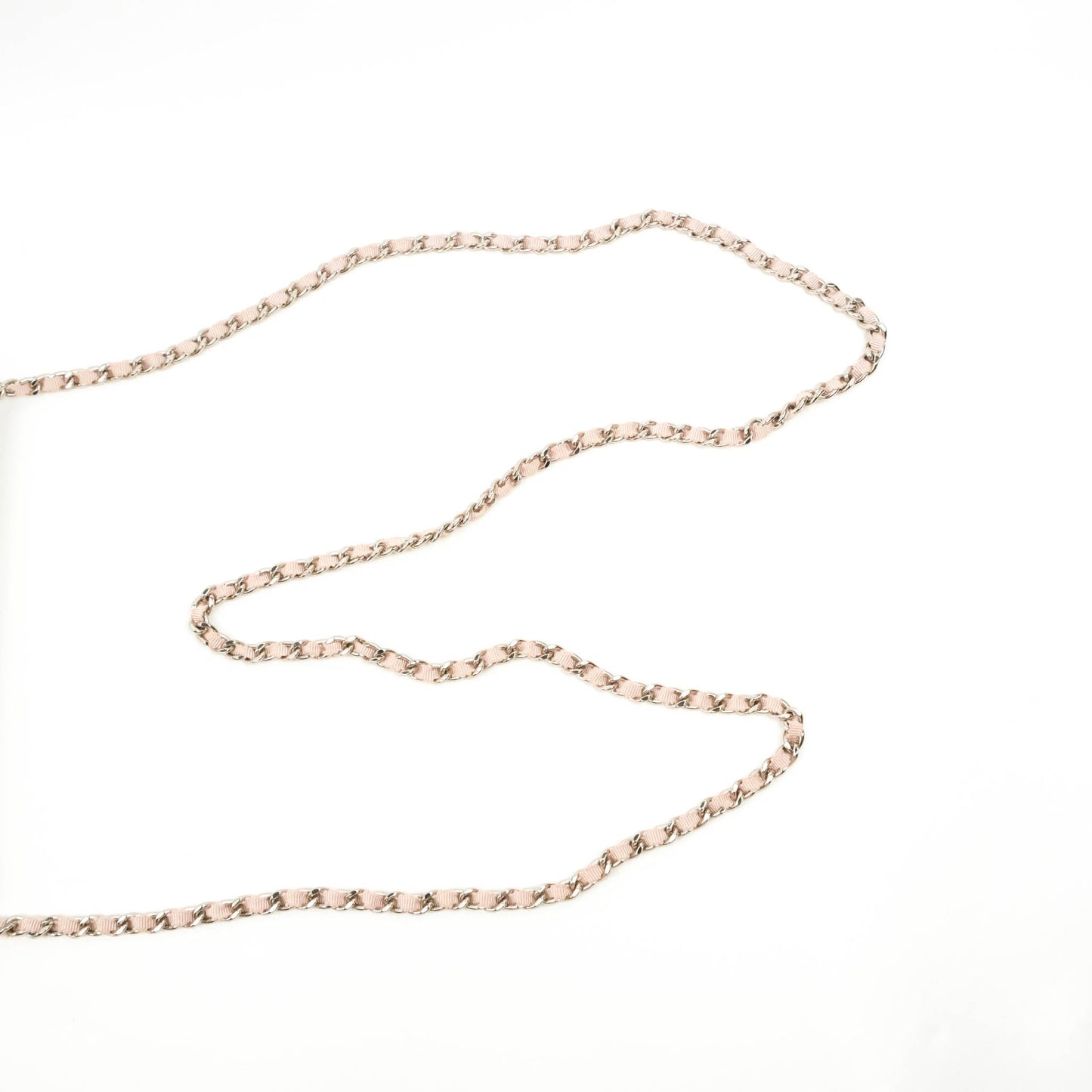 Chanel Deauville Wallet On Chain WOC Pink Canvas Silver Hardware