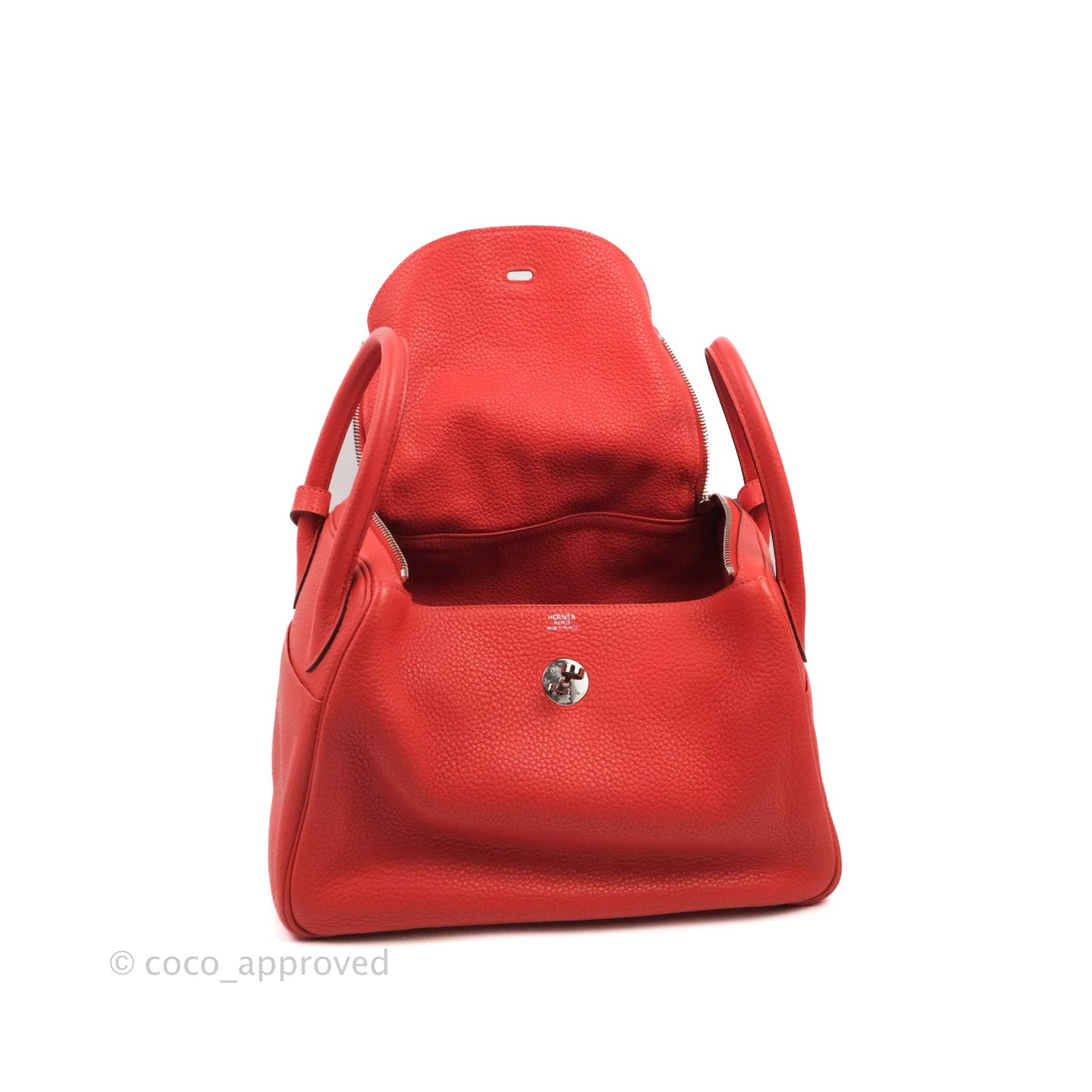 Hermès Lindy 30 Red Clemence Palladium Hardware