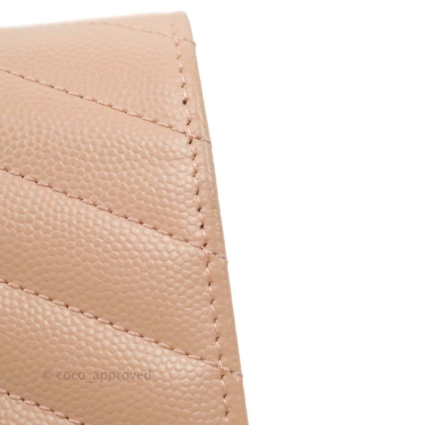 Saint Laurent Wallet on Chain Beige Pink Grained Leather Silver Hardware