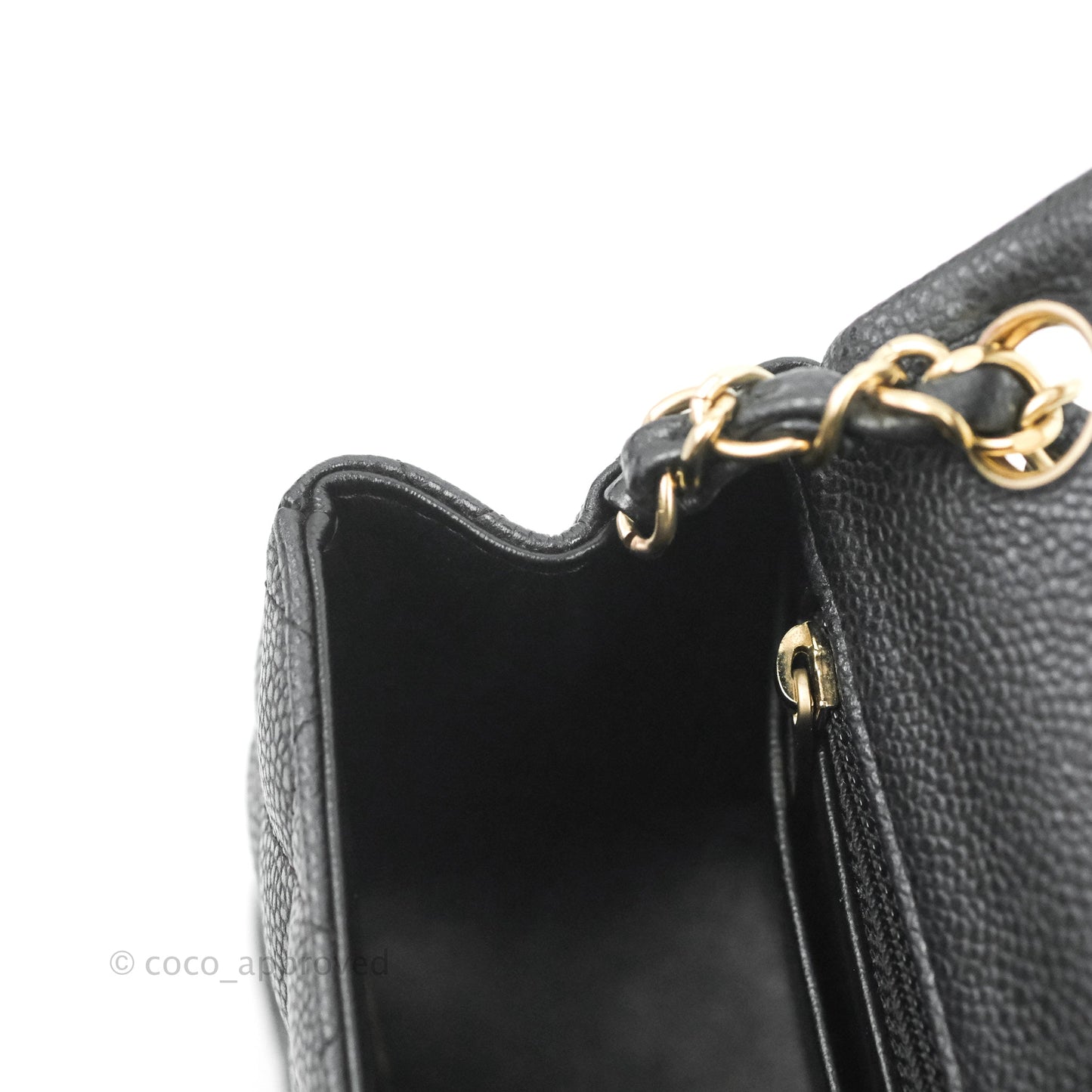 Chanel Quilted Mini Square Iridescent Black Caviar Matte Gold Hardware