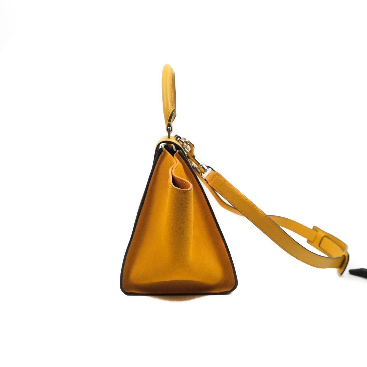 Celine Small Trapeze Bag Mustard Yellow Grained Calfskin