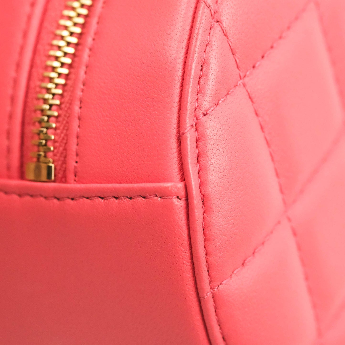 Chanel Quilted Round Pearl Crush Clutch With Chain Pink Lambskin Aged Gold Hardware