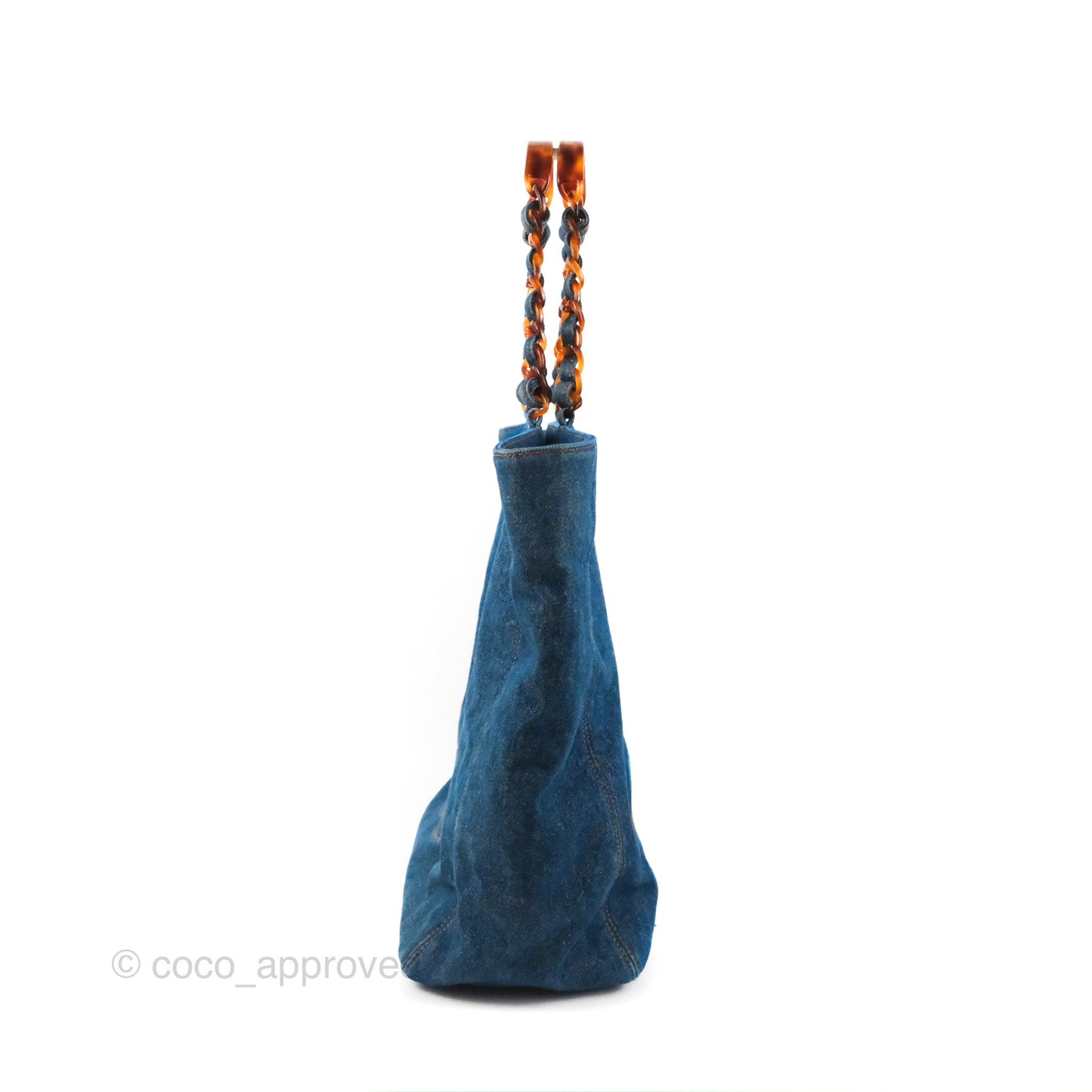 Chanel Large CC Tote Bag Blue Denim Tortoiseshell Bakelite Handle