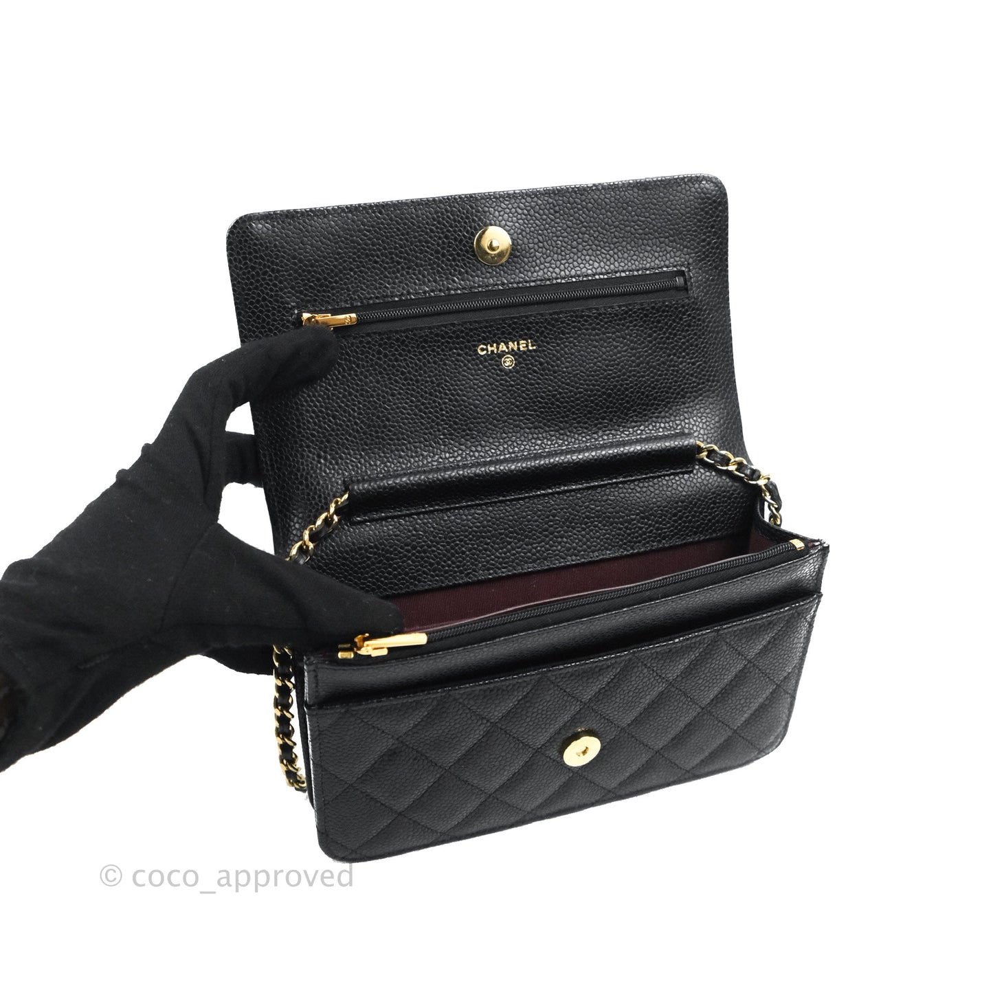 Chanel Quilted Classic WOC Black Caviar Gold Hardware
